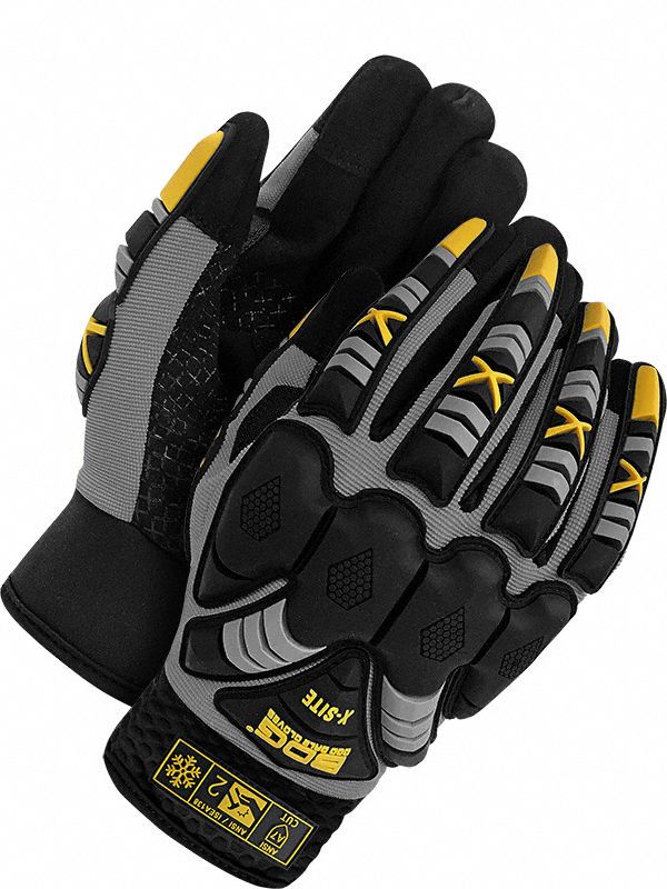 SYNTHETIC LEATHER PERFORMANCE GLOVES, SLIP-ON WRIST, M, BLACK/GREY, SPANDEX