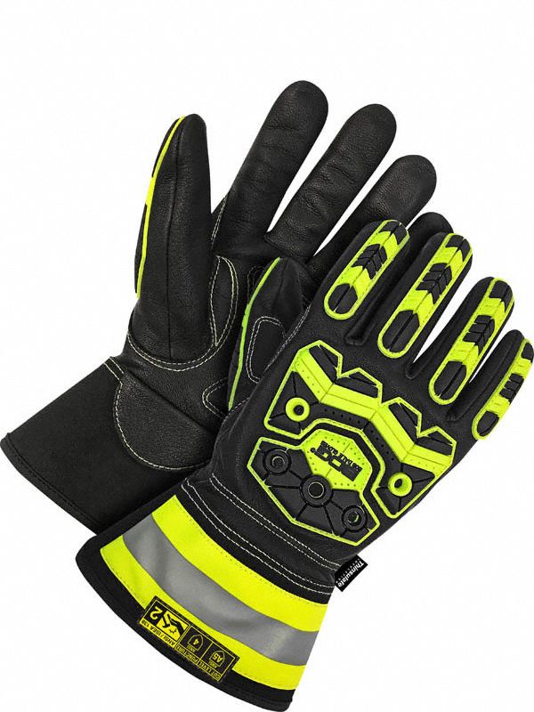 GANTS HIVER, RÉSISTE HLE/HT VIS, TAILLE TTTG/12/11 1/2PO, NOIR/JAUNE, THINSULATE/PEAU CHÈVRE/TPR