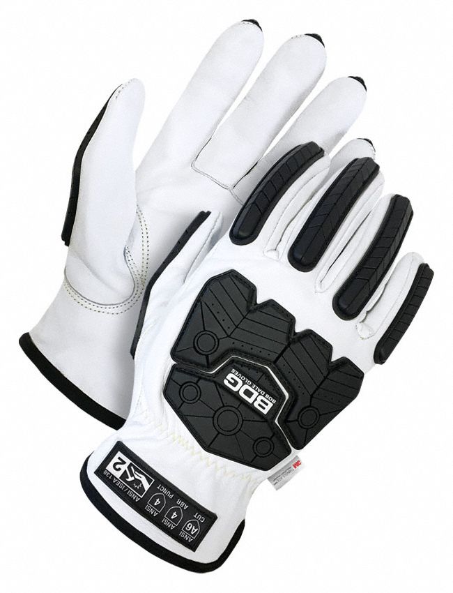 GANTS DE CONDUITE CLASSIQUES, NOIR/GRIS, TP, PEAU DE CHÈVRE, MANCHETTE ENFILABLE, C100 THINSULATE, ANSI/ISEA 10