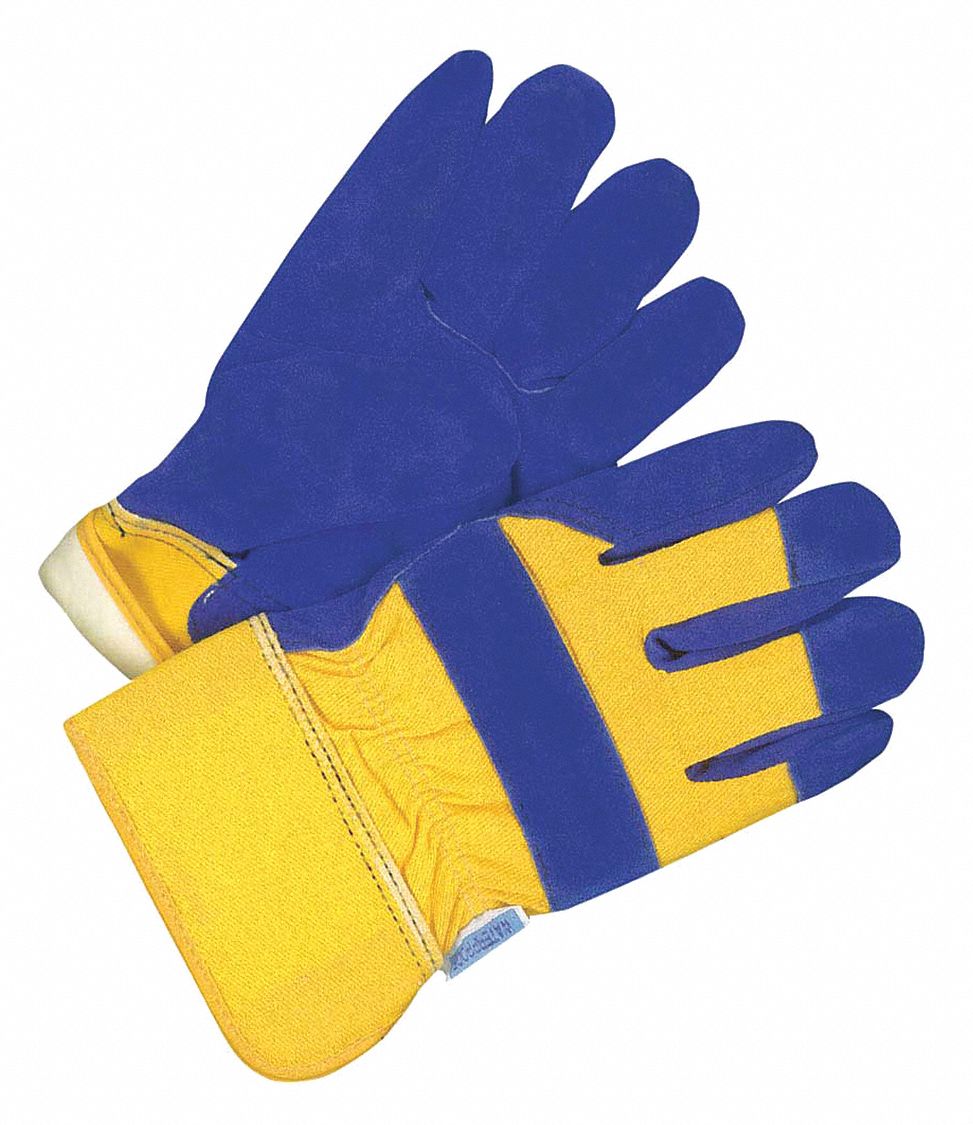 FITTER GLOVES, UNIVERSAL, 2.75 IN SAFETY CUFF, BLUE/YELLOW, COTTON