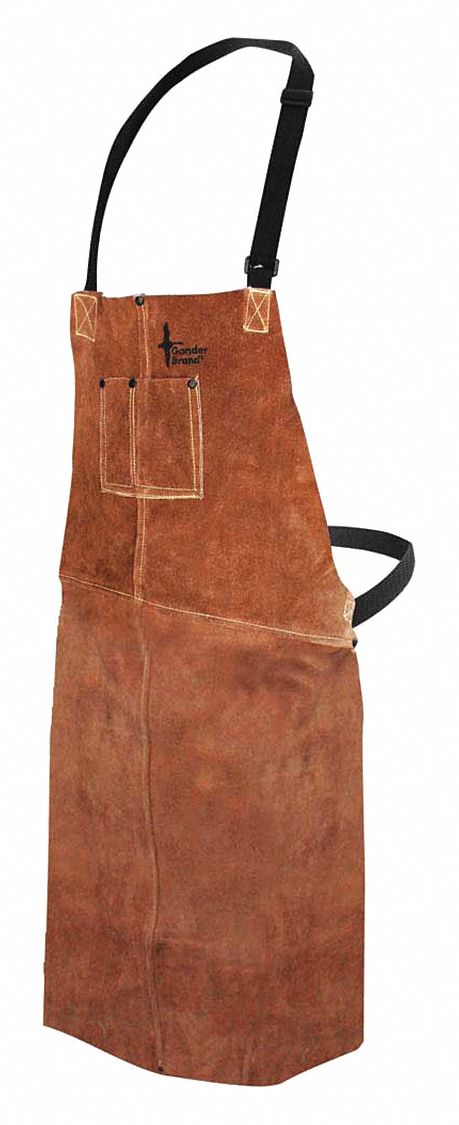 WELDING APRON, LEATHER, PEARL BIB, 24 X 36 IN