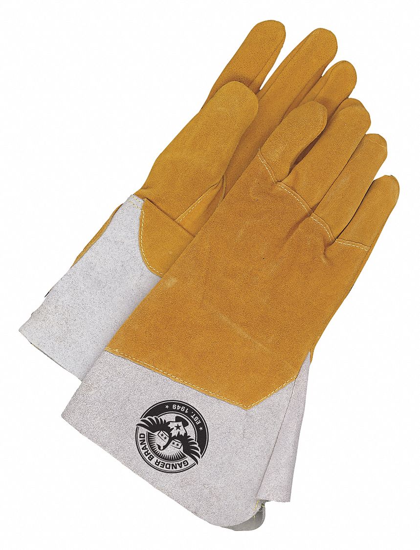 GLOVES, CLUTE CUT/HEAT PATCH/STRAIGHT THUMB/GAUNTLET CUFF, SZ SMALL/7, BEIGE, MOOSEHIDE