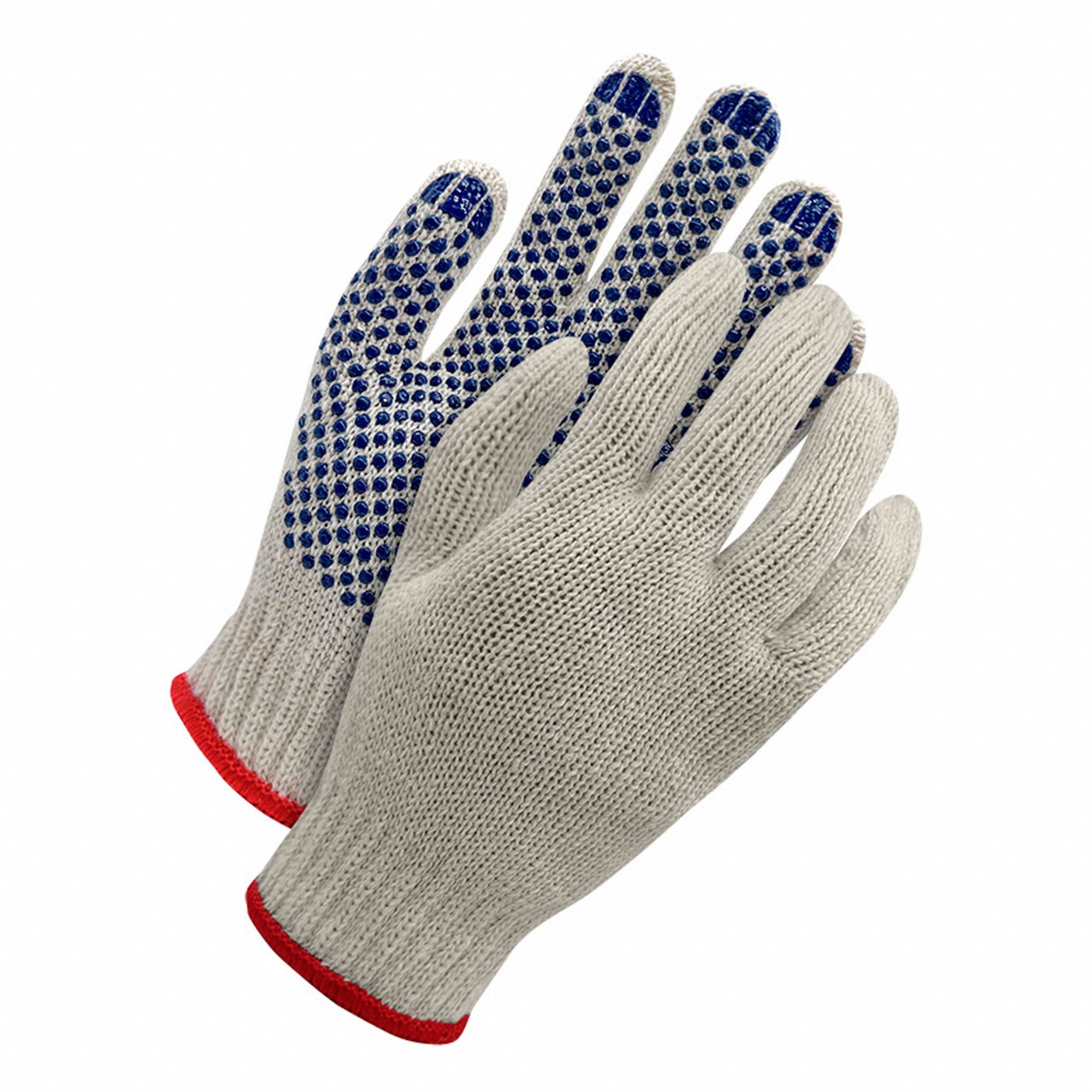 POLY/COTTON NATURAL W/ BLUE PALM GRIP