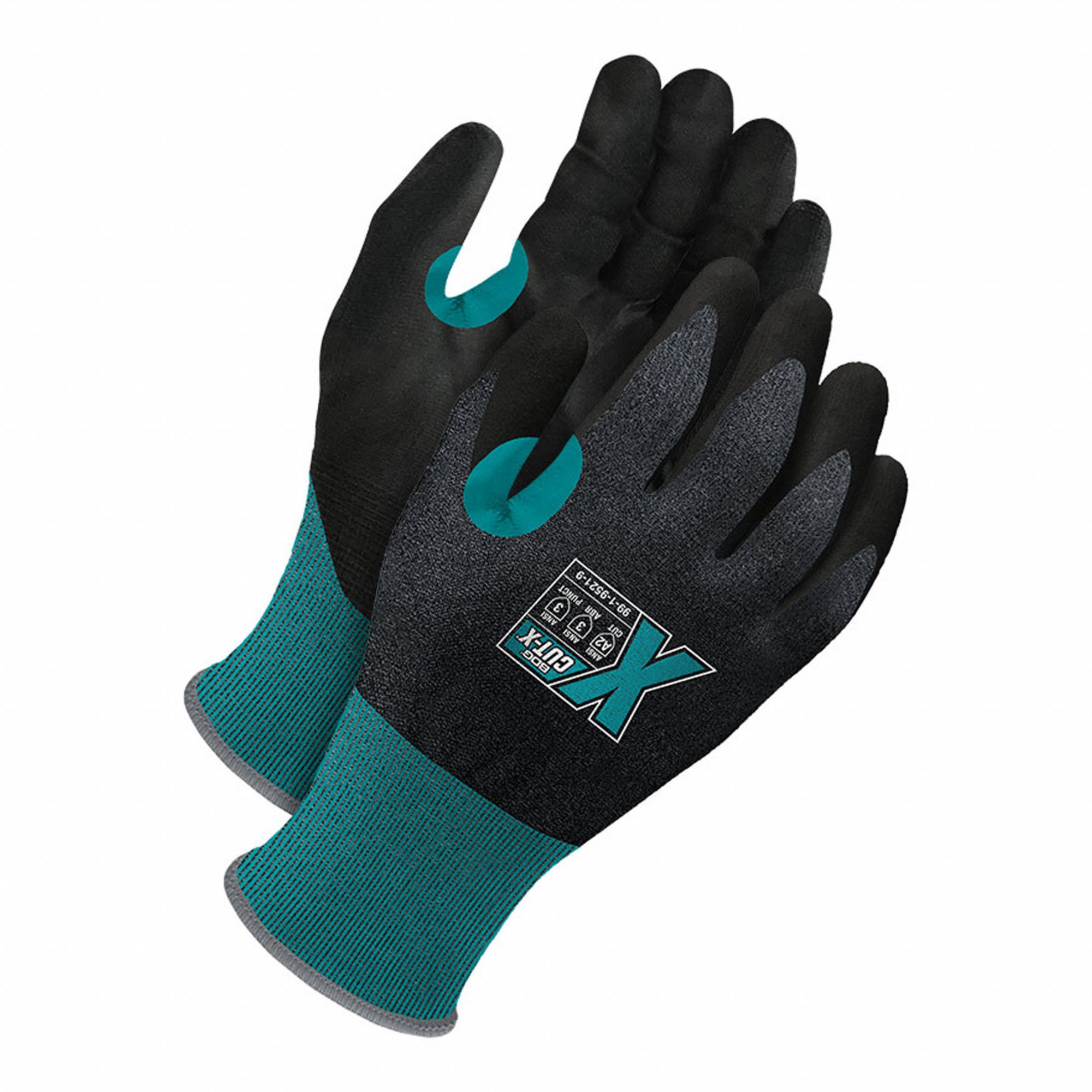 COATED GLOVES,A2,HPPE,BLACK,XL,PR