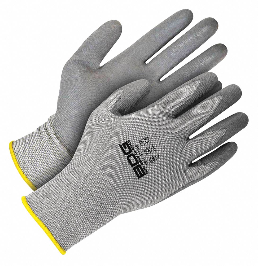 CUT-RESISTANT GLOVES, VENDOR PACKED/WRAPPED, 18 GA, SZ 8, POLYURETHANE PALM, PR