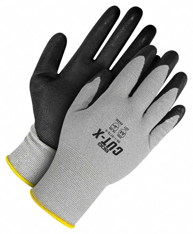 GANTS RÉSISTANTS AUX COUPURES, TAILLE 7/P, 10 3/4PO L, NOIR/GRIS, PEHP/NITRILE/MOUSSE, PR