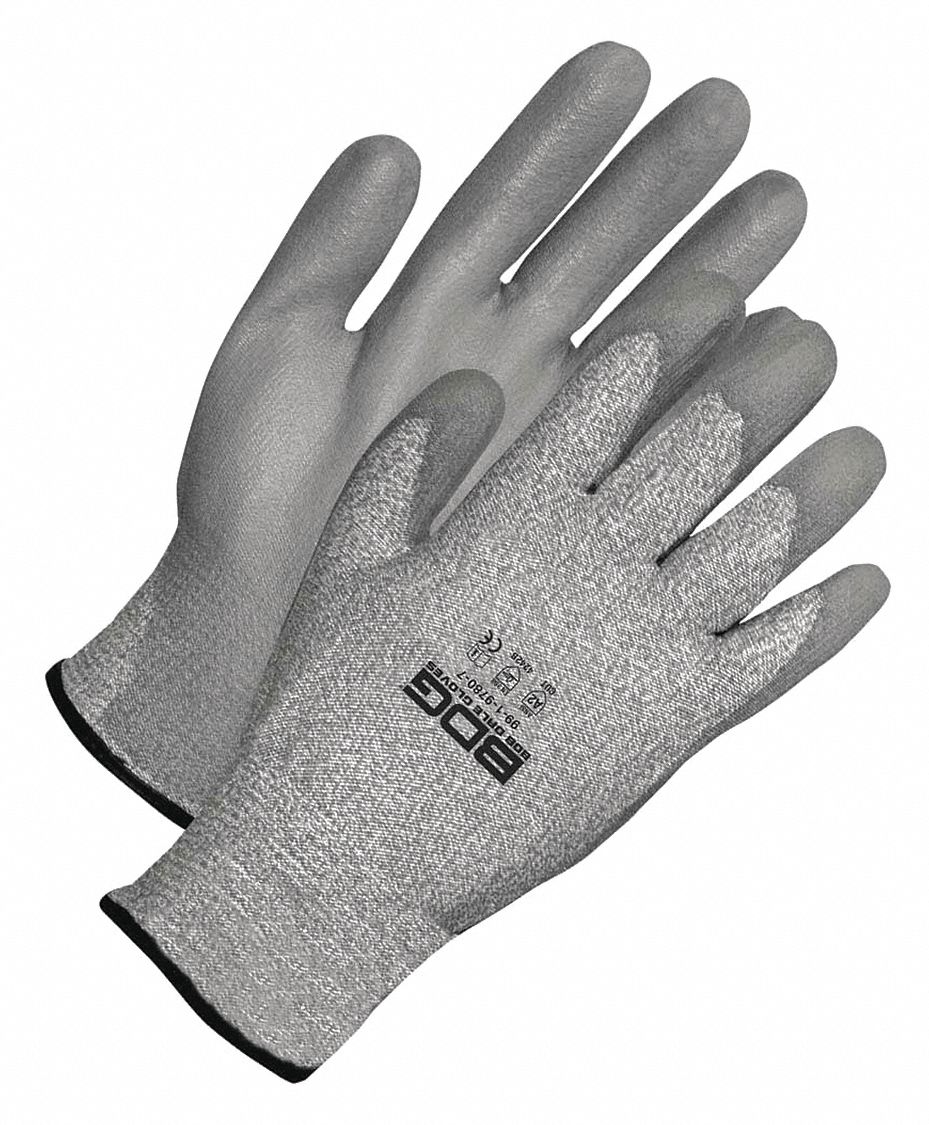 CUT-RESISTANT GLOVES, 13-GAUGE, SZ 9/LARGE, GREY, KNIT/HPPE/POLYURETHANE, PAIR