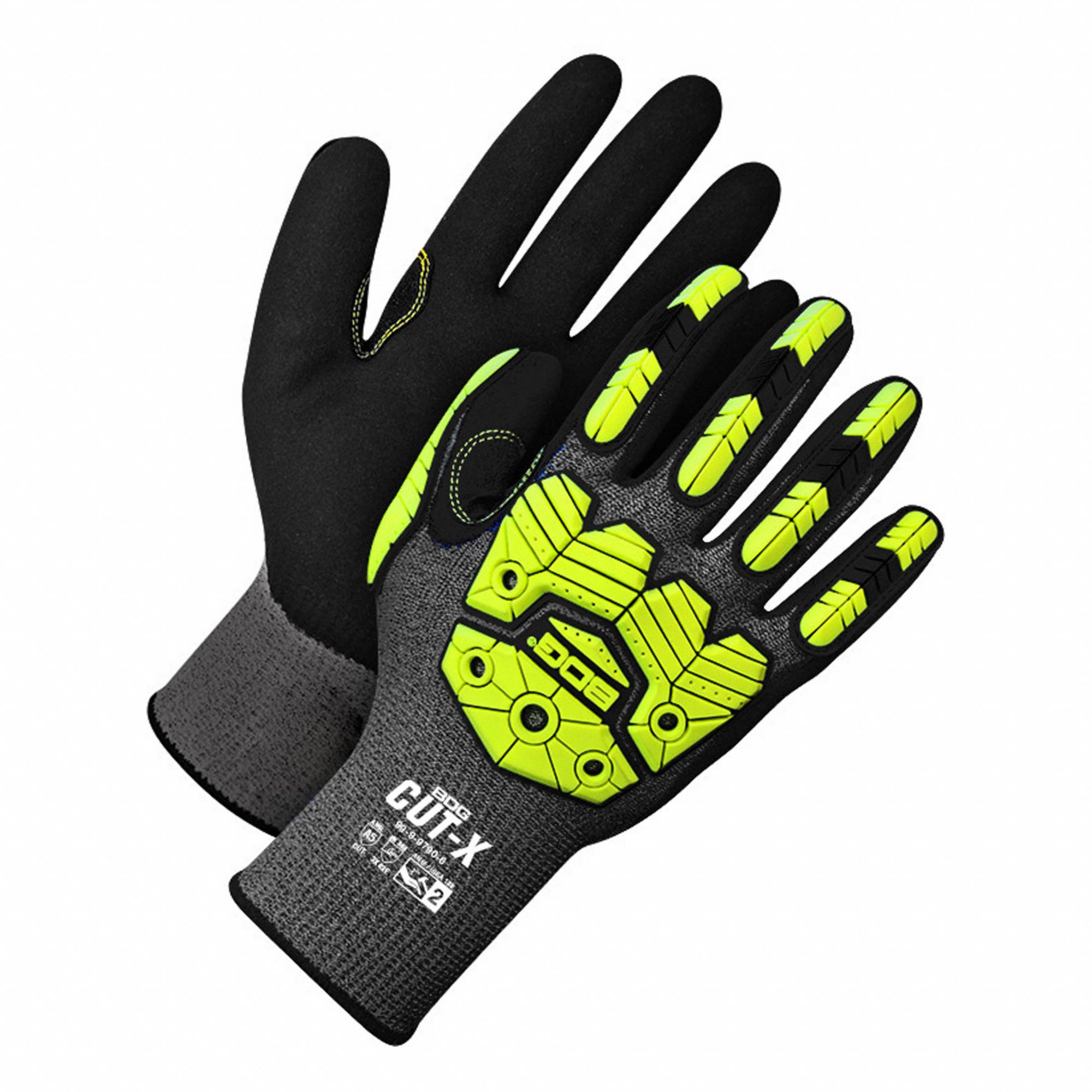 GLOVE, HI-VIS, IMPACT/CUT RESIST, INSULATED, SIZE 7, YELLOW/GREY, HPPE/COTTON/TPR, PAIR