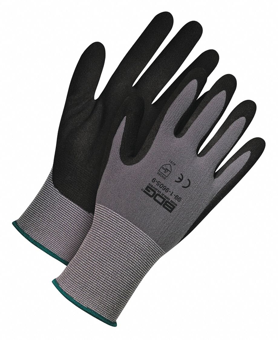 GLOVES, PALM/FINGER COATING, ABR L4, 15 GAUGE, SIZE 7, GRY/BLK, FOAM NITRILE, NYLON, PR 1