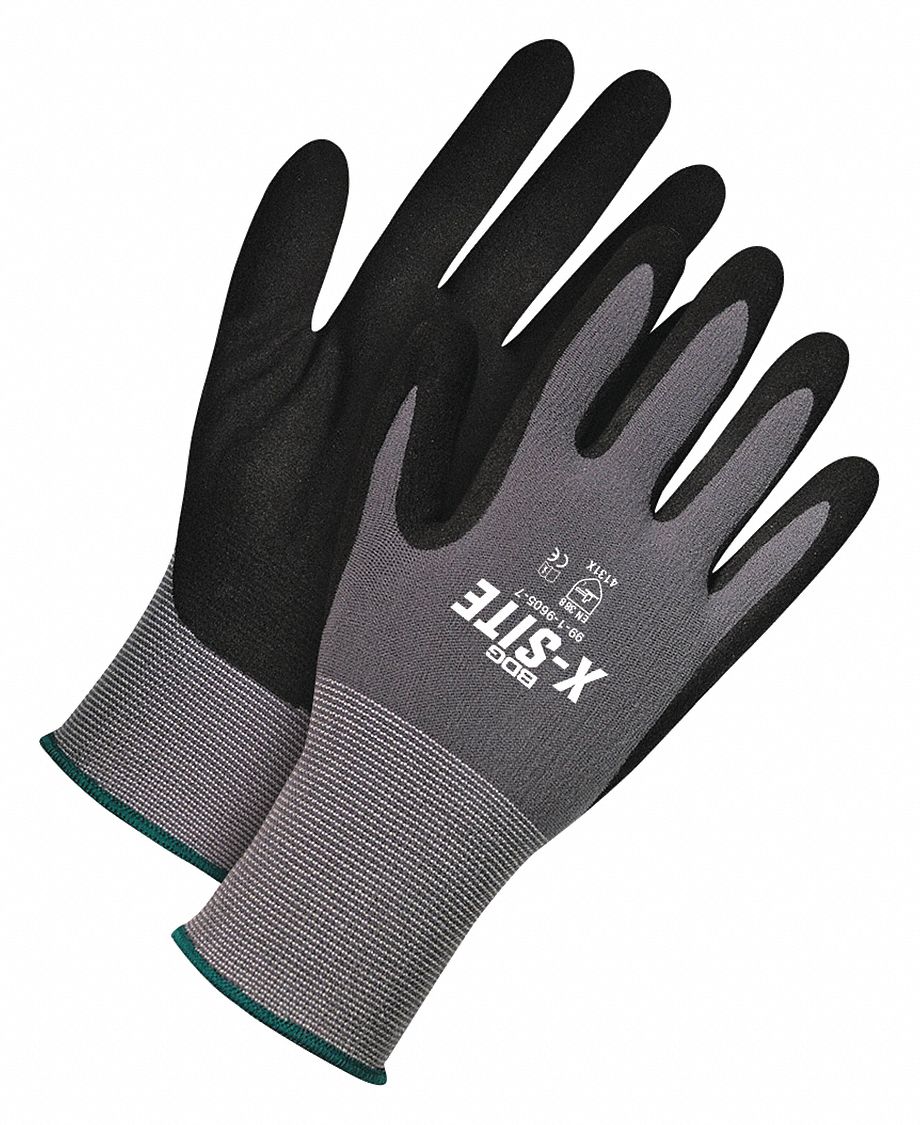 GLOVES, PALM/FINGER COATING, ABR L4, 15 GAUGE, SIZE 10, GRY/BLK, FOAM NITRILE, NYLON, PR 1