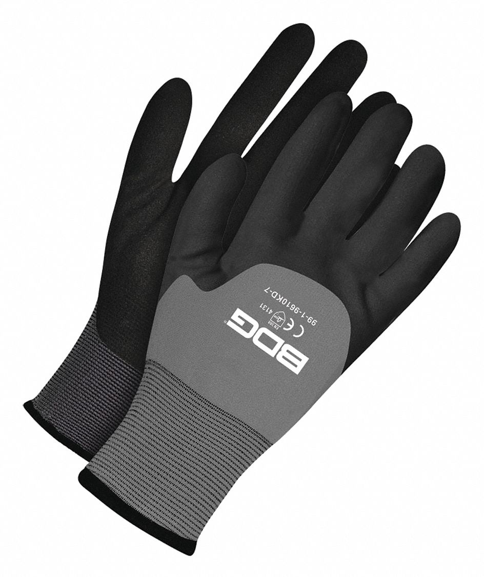 GLOVES, COATING 3/4 DIP, ABR L4, 15 GAUGE, SIZE 7, GRY/BLK, FOAM NITRILE, PR 1