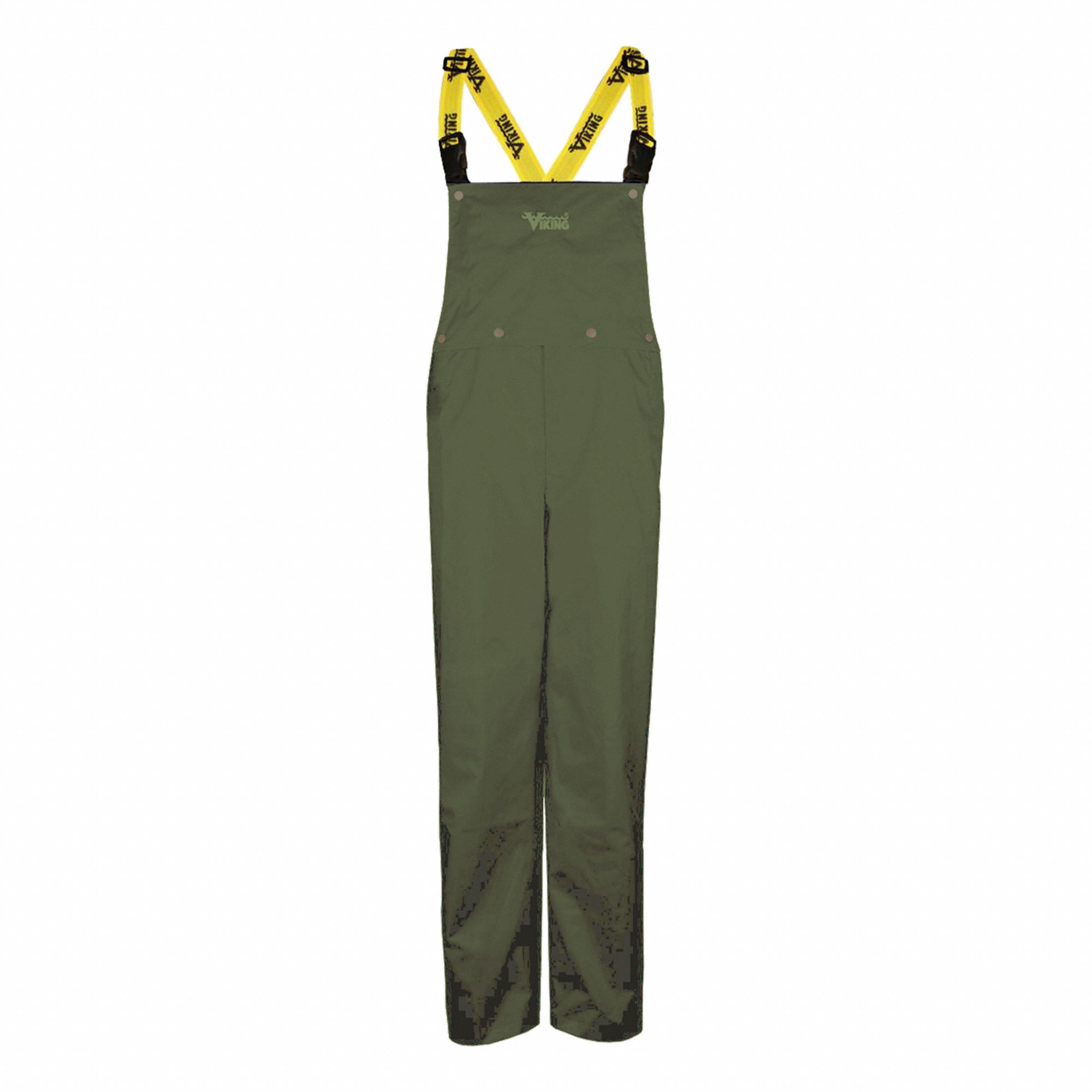 WATERPROOF BIB PANTS,35 IN,PVC,GREEN,M