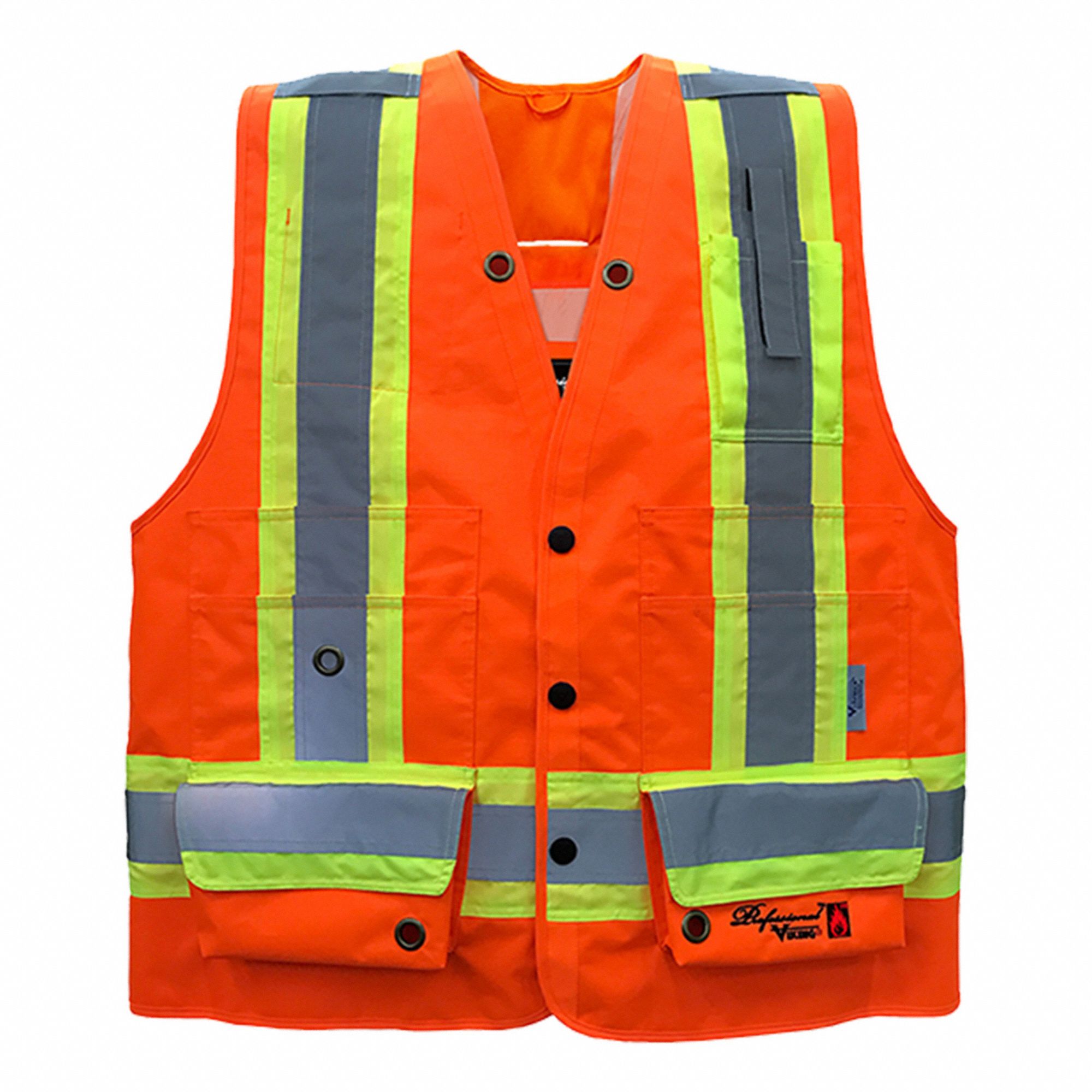 MEN'S SAFETY VEST, PUNCTURE-RESISTANT, L, 43 IN CHEST, SILVER/GREEN, POLYESTER