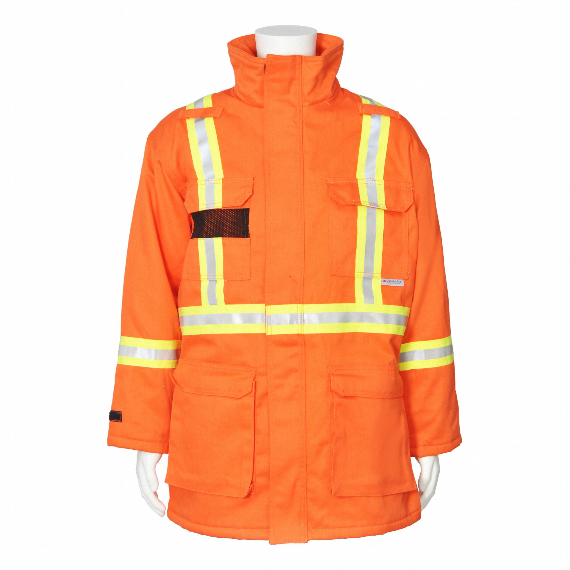 PARKA, ORANGE, L, COTTON/NYLON, 9 OZ/SQ YD FABRIC, 5 POCKETS, HI-VIS