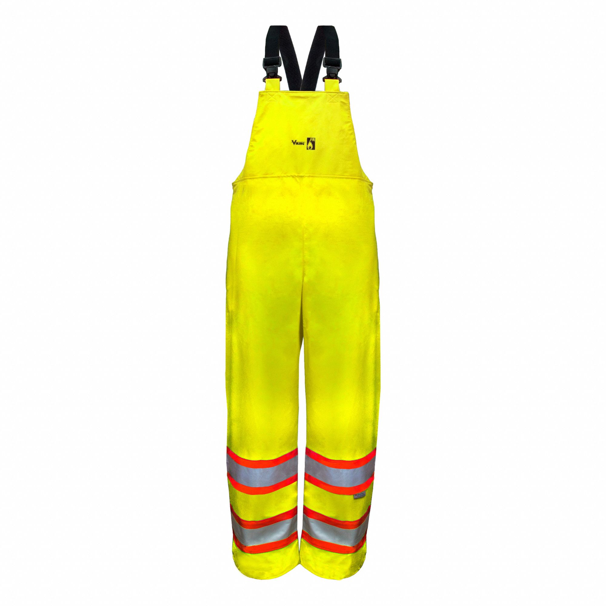 RAIN BIB PANT, GREEN, 3XL, POLYESTER, HI-VIS, ANSI CLASS E, FIRE-RESISTANT