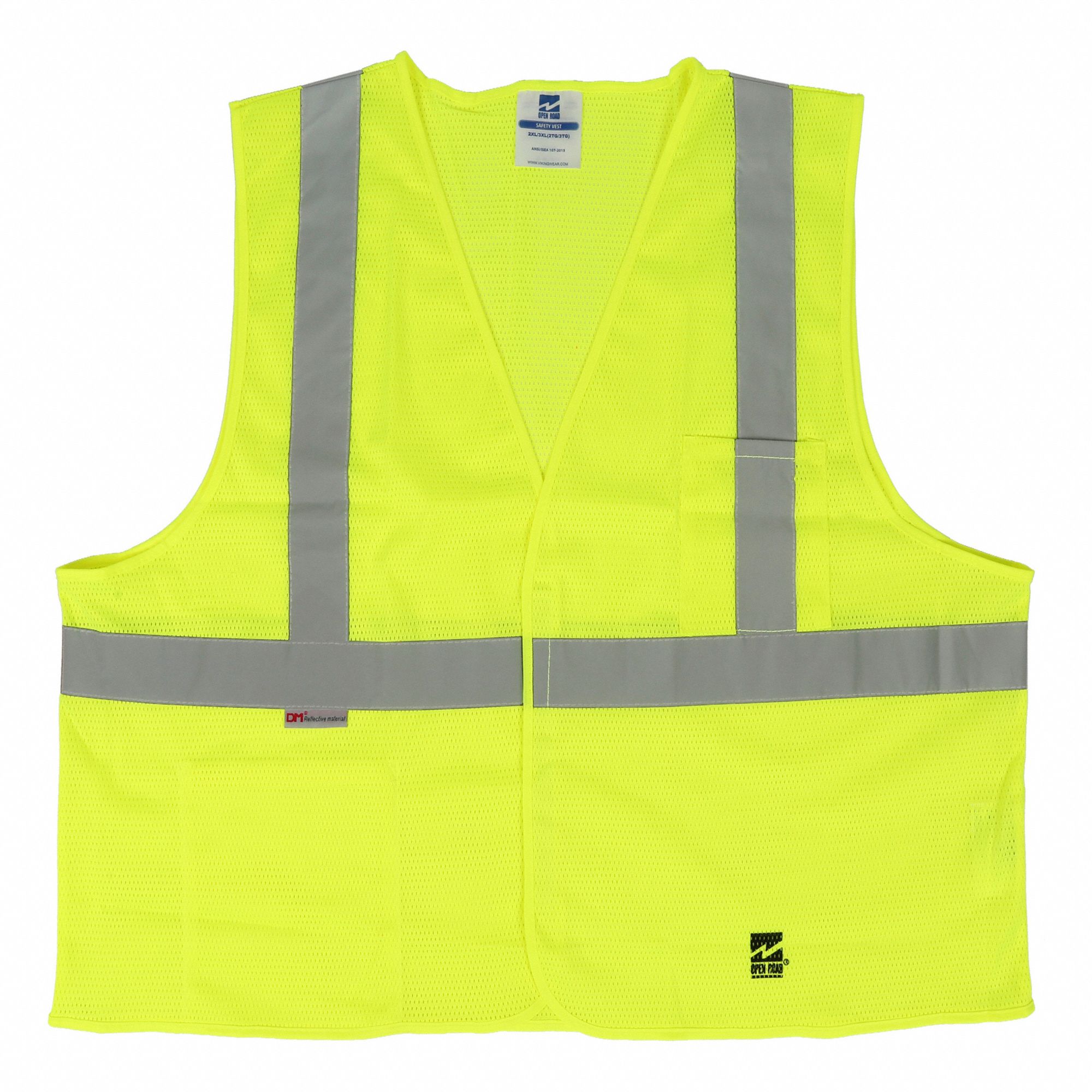 UNISEX HI-VIS VEST, S/M, 37 - 40/34 IN CHEST, 26 IN L, SILVER, POLYESTER