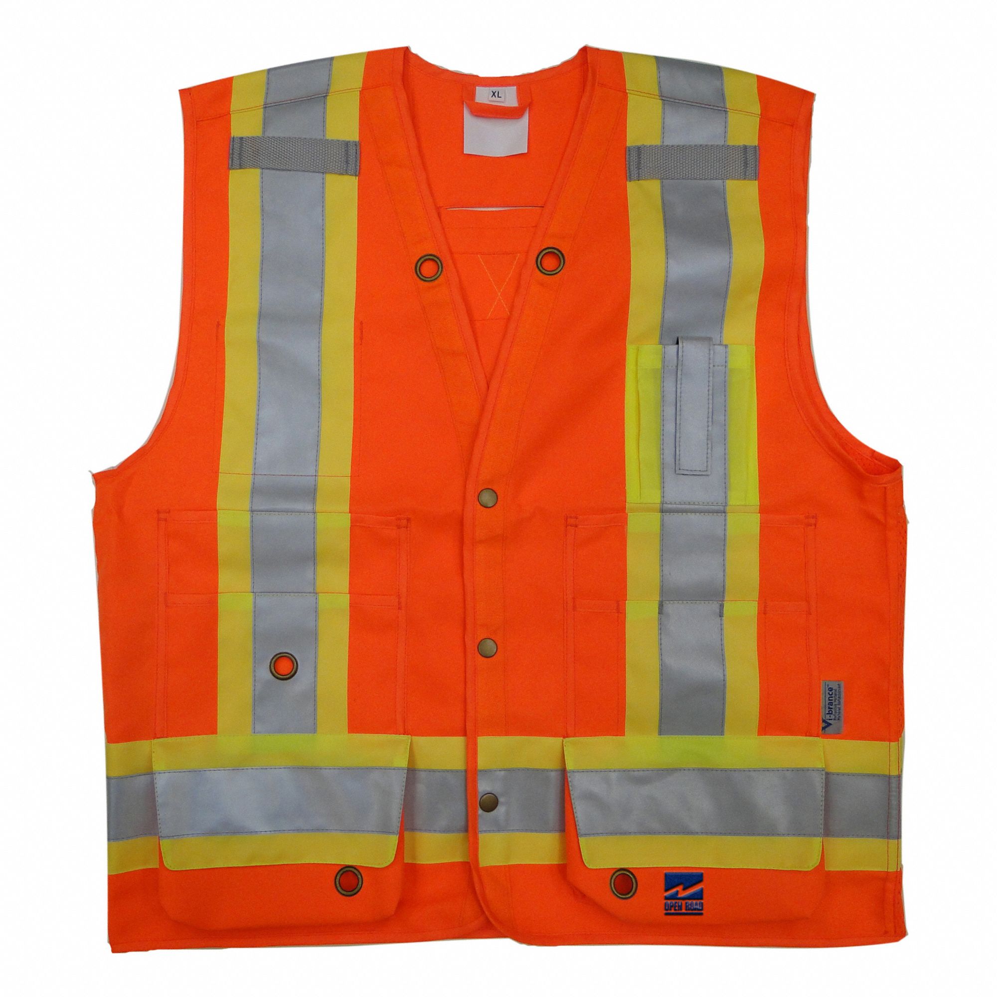 UNISEX HI-VIS VEST, 4XL, 51 - 58 IN CHEST, 29 IN L, ORANGE/RED, POLYESTER