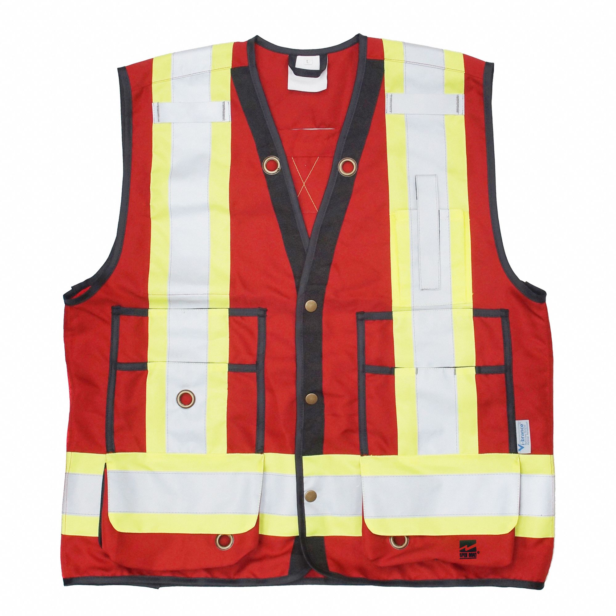 UNISEX HI-VIS VEST, M, 36 - 40 IN CHEST, 26 IN L, ORANGE/RED, POLYESTER