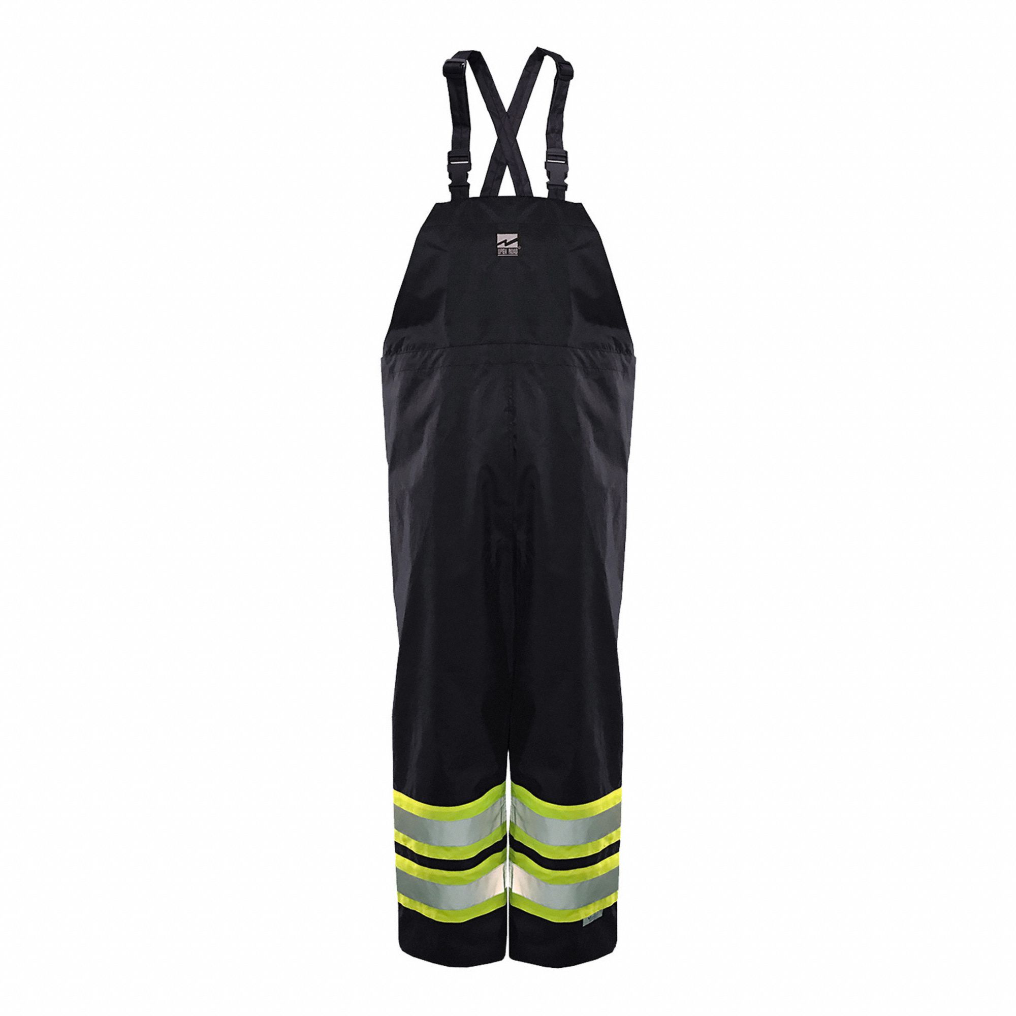 SAFETY BIB PANTS, MEN'S, CSA, WATERPROOF, COLD/WIND RESIST, SZ 4XL/WAIST 48 IN, BLK, POLY/PU