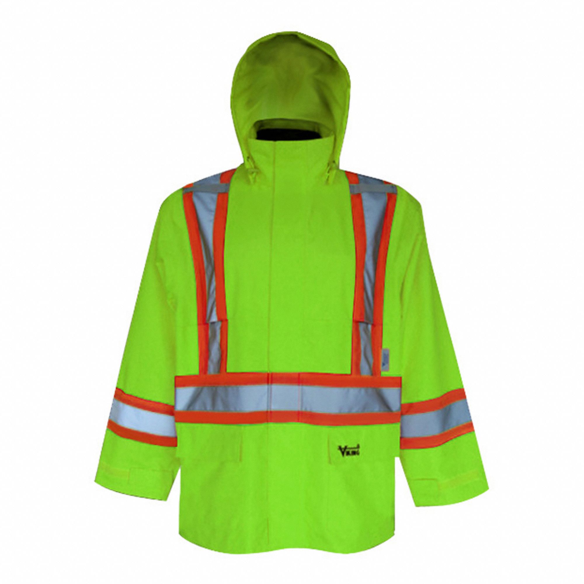 HANDYMAN RAIN JACKET, GREEN, XL, POLY/PVC, 300D, HI-VIS, RESISTS: ABRASION/PUNCTURE/COLD