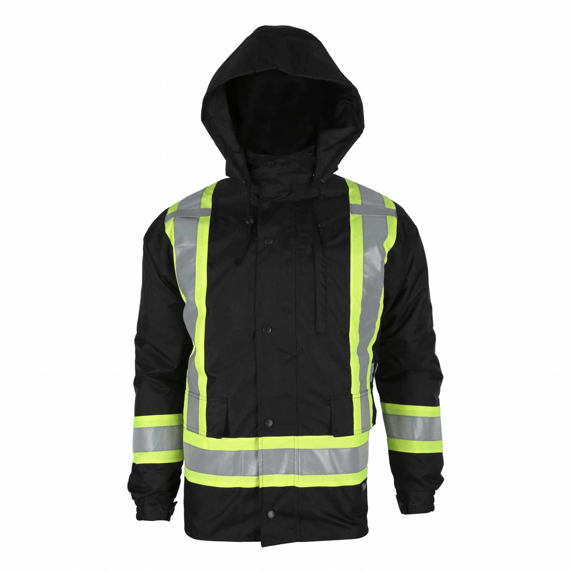 SAFETY JACKET, INSULATED, CHEST SIZE 40 IN, BLACK, SZ M, POLYESTER/TAFFETA