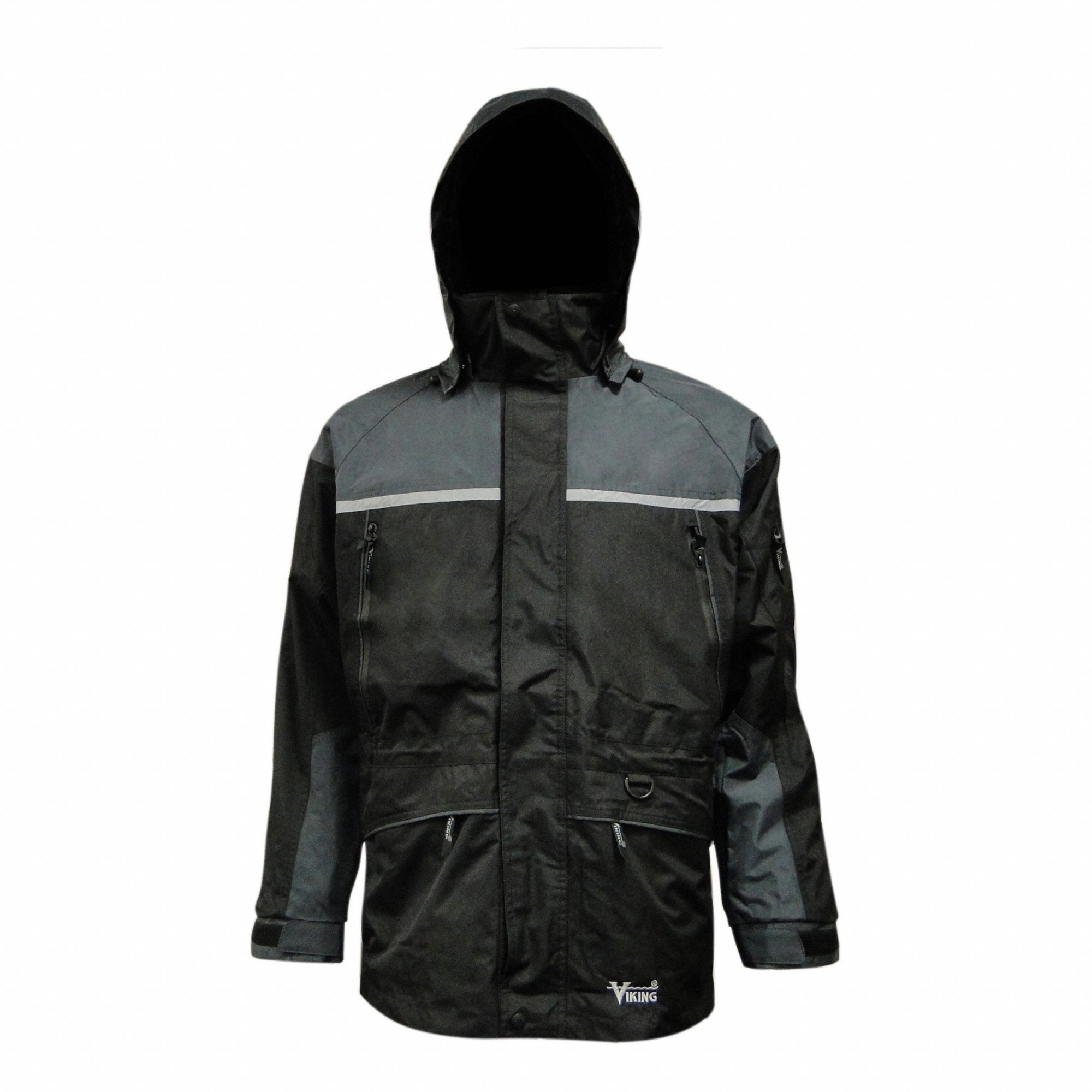 MEN'S TEMPEST RAIN JACKET, BLACK, GREY, L, LINED, POLYESTER/PVC, RESISTS: WATER/WIND