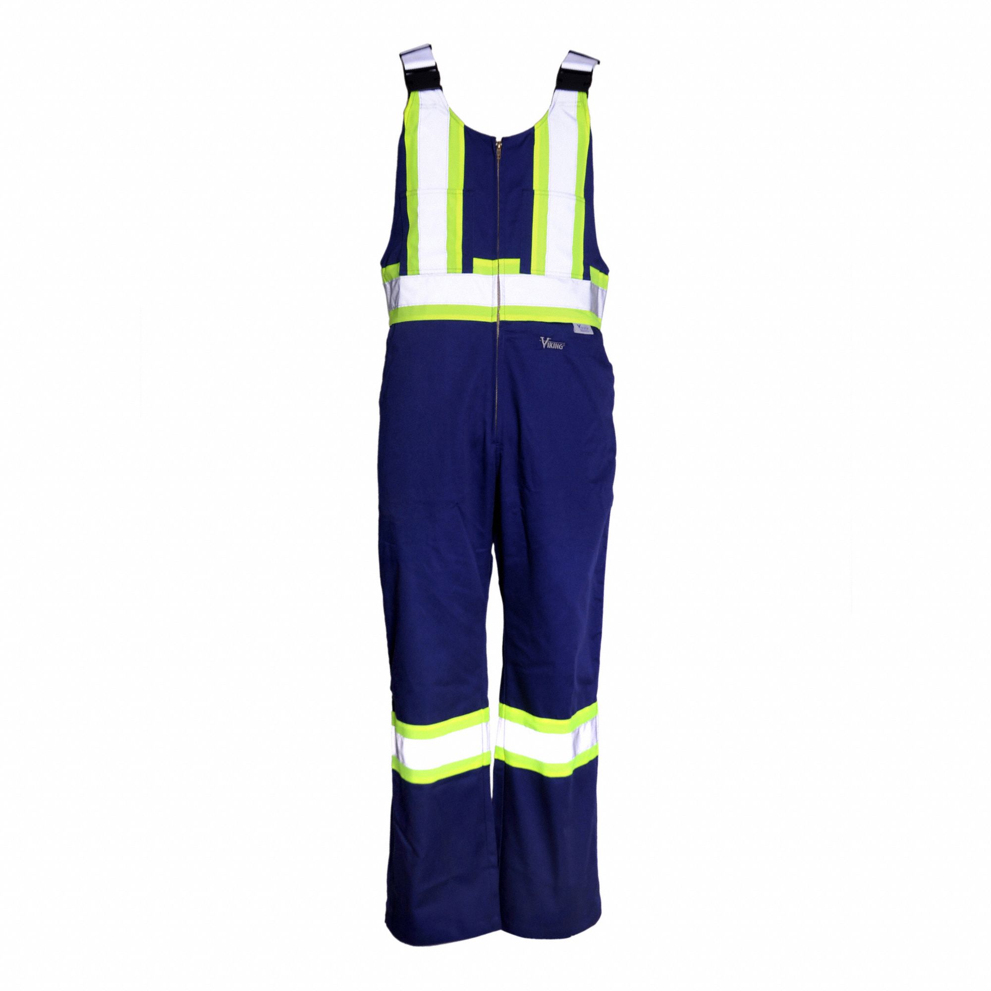SAFETY OVERALL, MEN'S, 6 POCKET, CHEST 56-58 IN, WAIST 50-52 IN, NAVY, ZIPPER, POLYESTER/COTTON