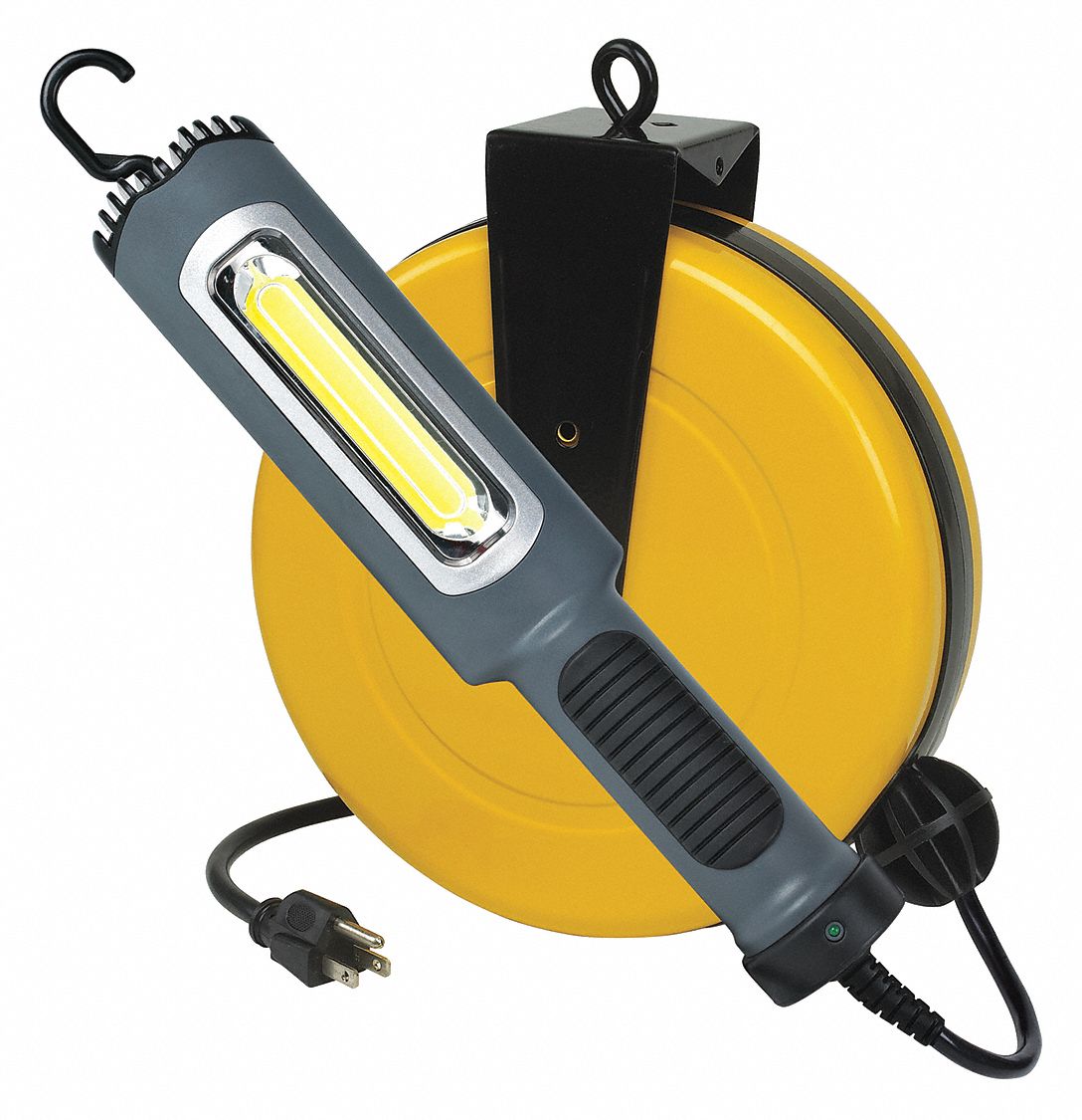 EXTENSION CORD REEL WITH HAND LAMP, STEEL, 18/2, 0 OUTLETS, 0.13 A, 125V AC