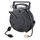 RETRACTABLE CORD REEL, CETL, 125 V/20 A, 1-OUTLET, BLACK, 45 FT L, THERMOPLASTIC