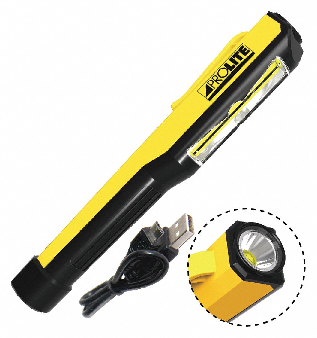 POCKET LIGHT, WITH AAA BATTERY, COB LED, 160 LUMENS, YELLOW, PLASTIC/THERMOPLASTIC