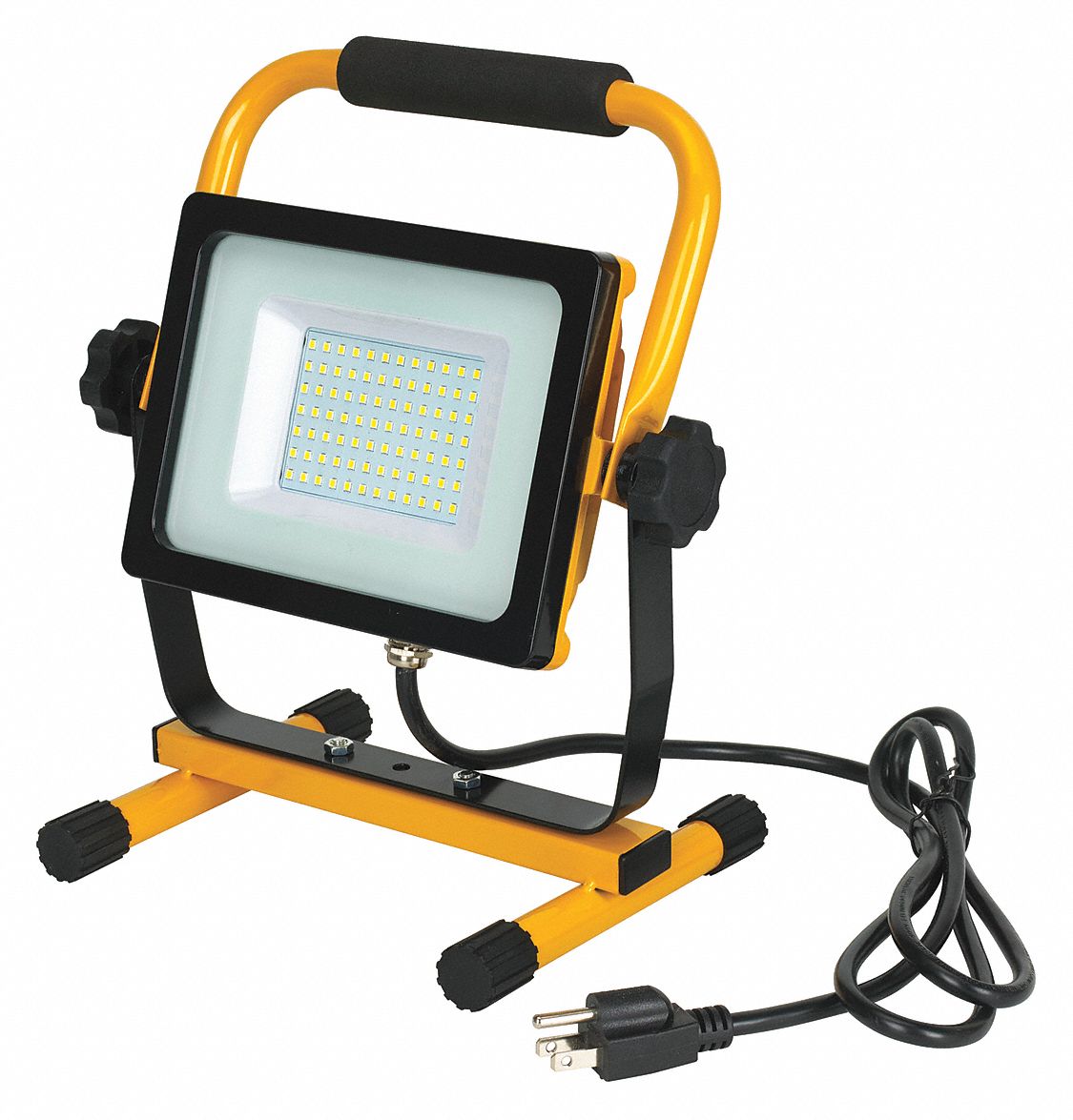 PORTABLE FLOODLIGHT, 1 LAMP HEAD, 50,000 HR, 5000 LUMENS, 120 VOLTS, YELLOW, 6 FT, ALUMINUM