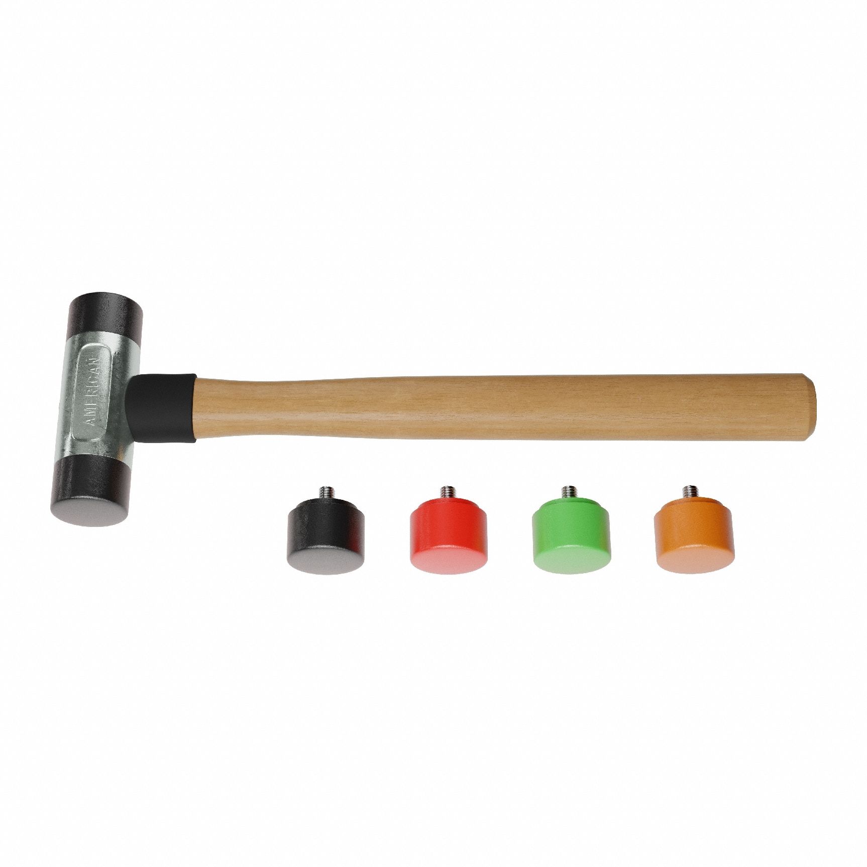Replaceable Tip Hammer: Urethane, 1 lb Head Wt, 1 in Tip Dia, 10 in Overall Lg, Replaceable Tips