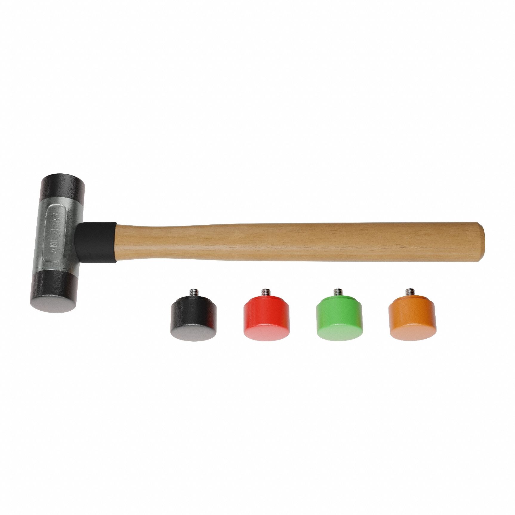Replaceable Tip Hammer: Urethane, 1 1/2 lb Head Wt, 1 in Tip Dia, 10 in Overall Lg, Replaceable Tips