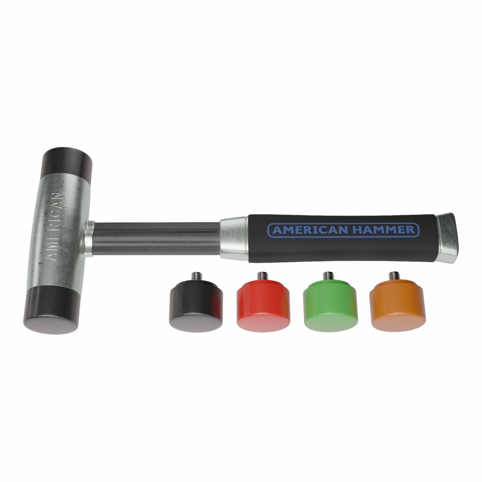 Replaceable Tip Hammer: Urethane, 2 lb Head Wt, 1 1/2 in Tip Dia, 12 in Overall Lg, Replaceable Tips
