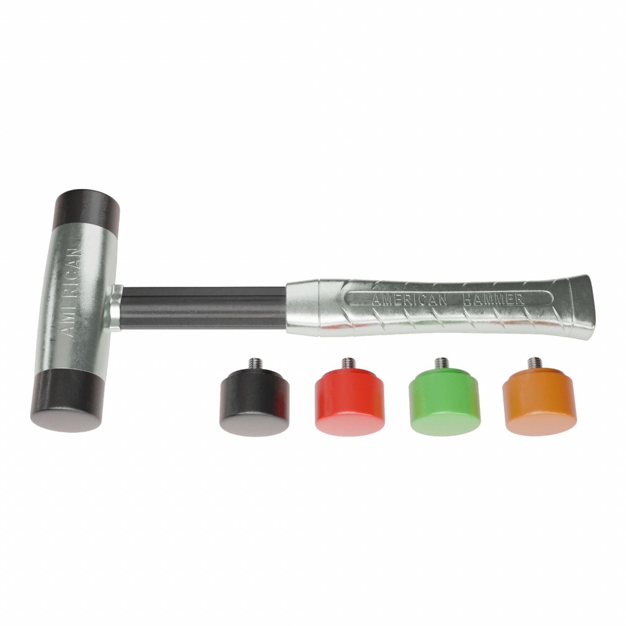 Replaceable Tip Hammer: Urethane, 2 lb Head Wt, 1 1/2 in Tip Dia, 12 in Overall Lg, Replaceable Tips