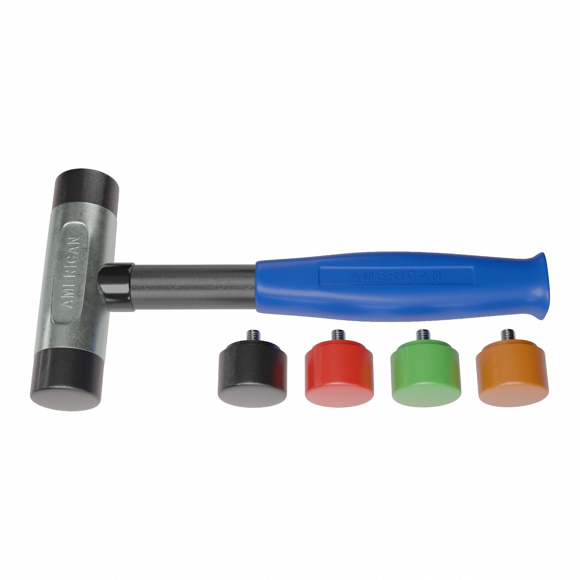 Replaceable Tip Hammer: Urethane, 2 lb Head Wt, 1 1/2 in Tip Dia, 12 in Overall Lg, Replaceable Tips