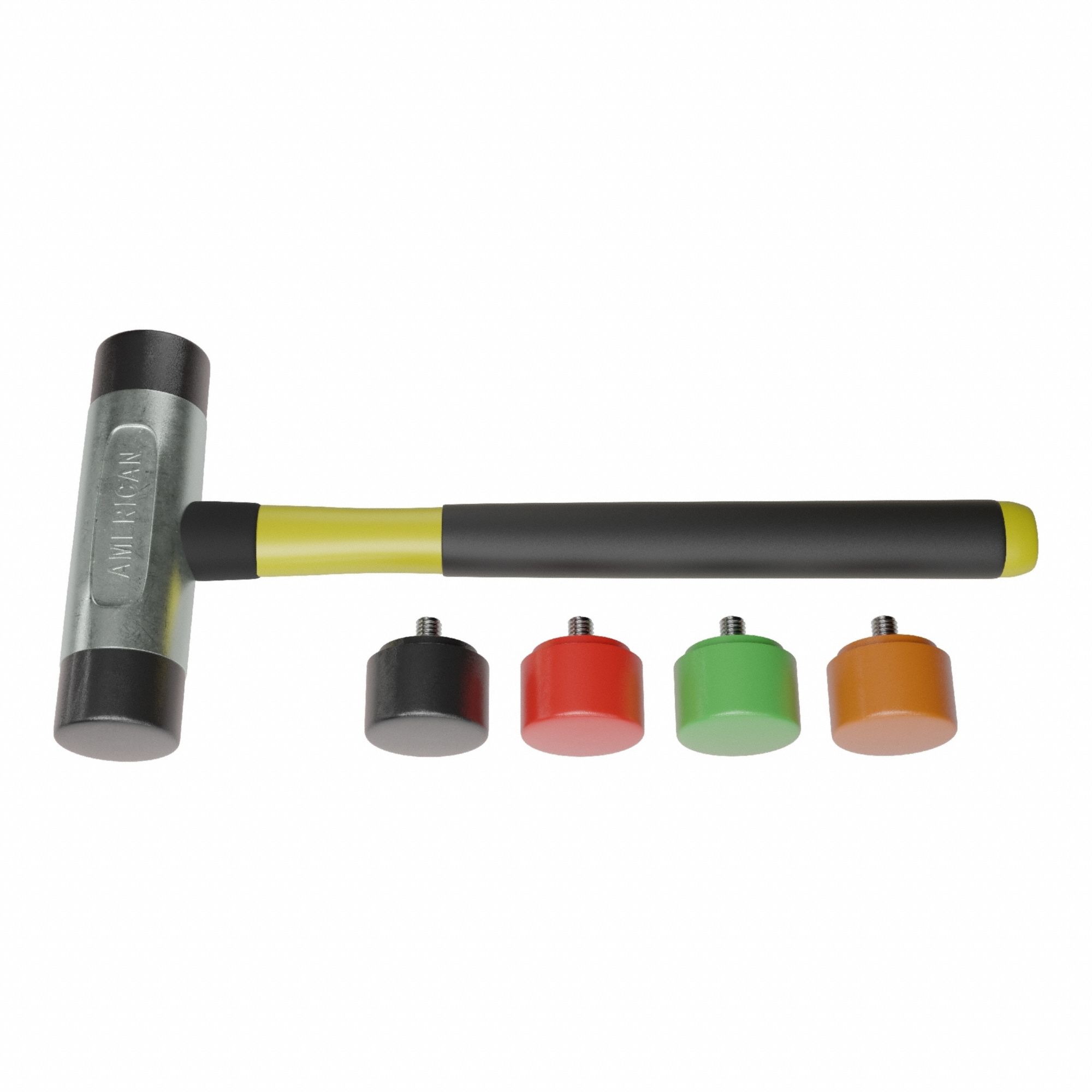 Replaceable Tip Hammer: Urethane, 8 oz Head Wt, 1 1/2 in Tip Dia, 14 1/2 in Overall Lg, Aluminum