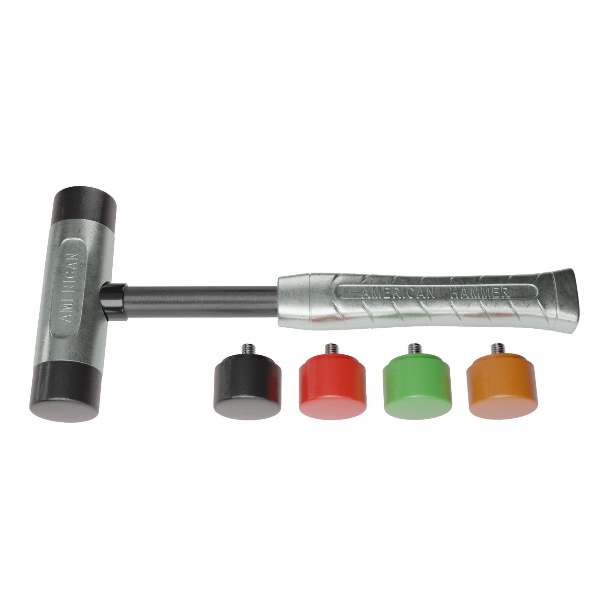 Replaceable Tip Hammer: Urethane, 2 lb Head Wt, 1 1/2 in Tip Dia, 12 in Overall Lg, Replaceable Tips