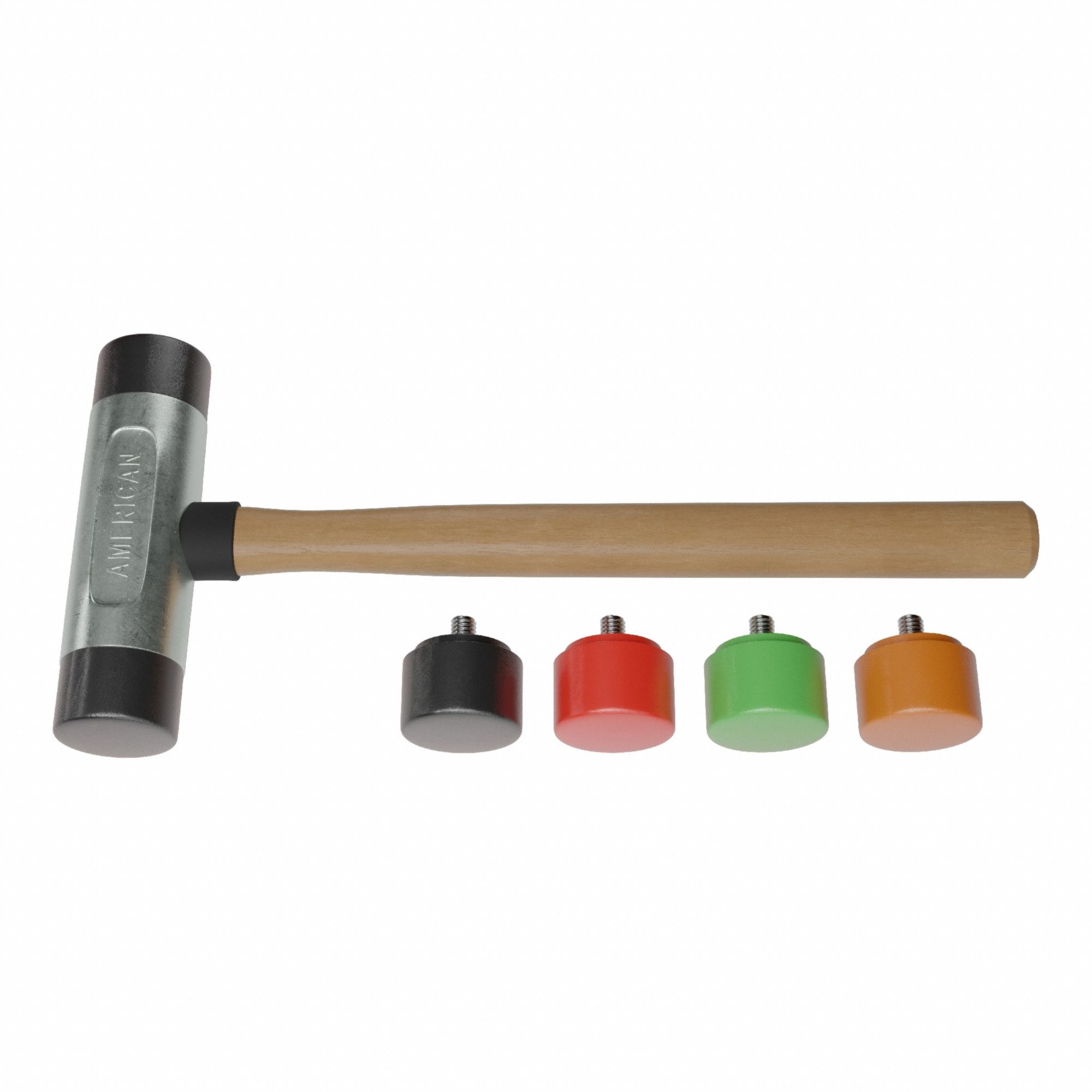 Replaceable Tip Hammer: Urethane, 2 lb Head Wt, 1 1/2 in Tip Dia, 12 in Overall Lg, Replaceable Tips