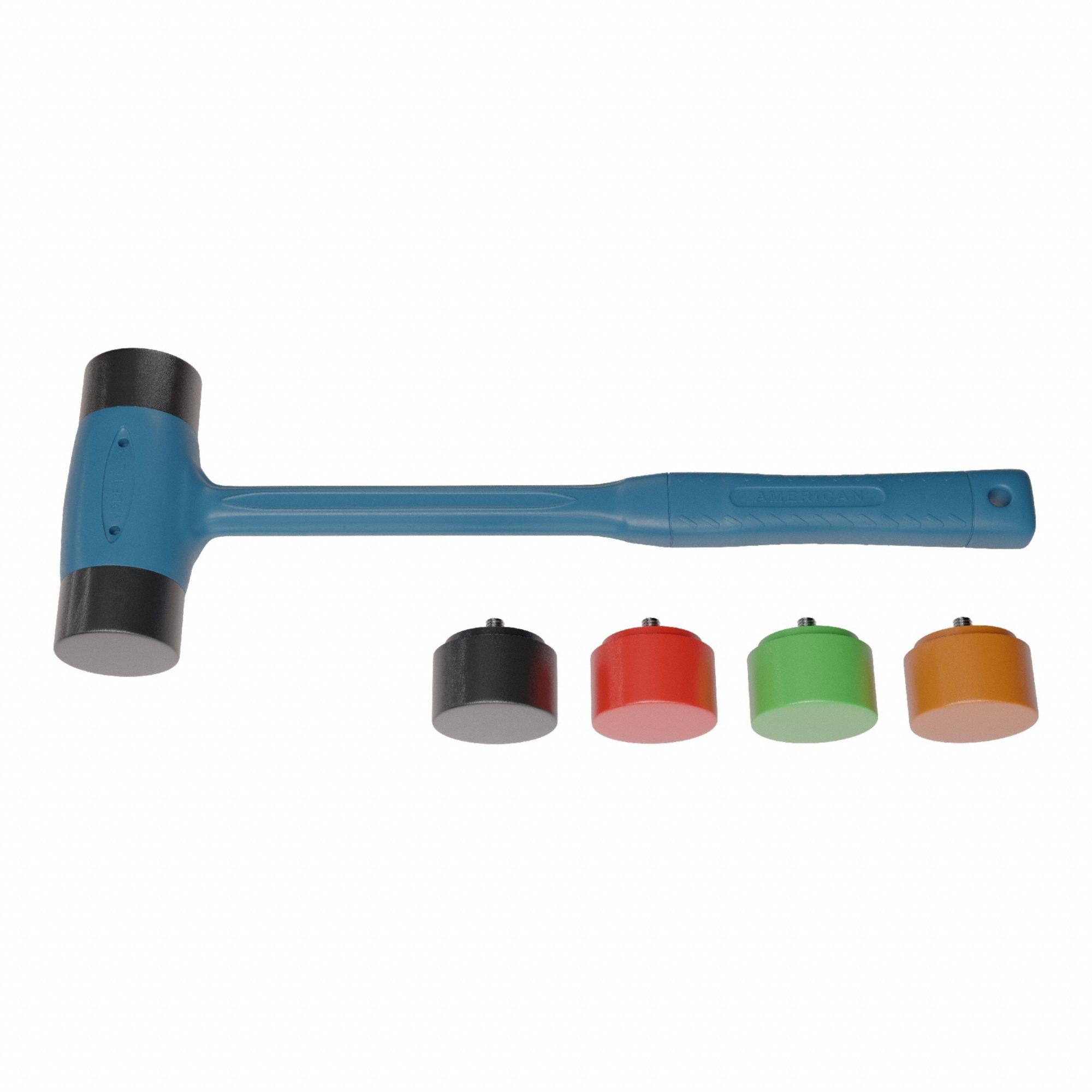 Mallet: Thermoplastic Polyurethane Handle, 2 lb Head Wt, 2 in Dia, 6 1/4 in Head Lg