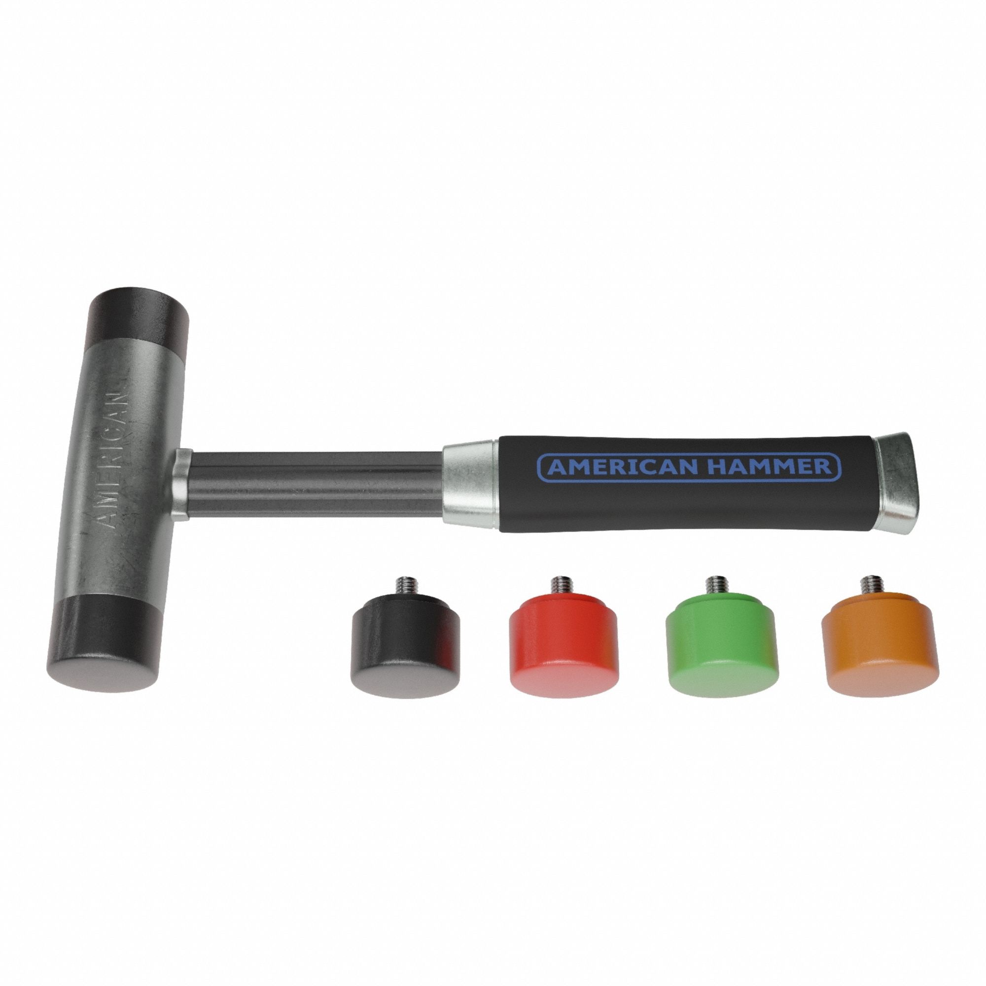 Replaceable Tip Hammer: Urethane, 1 1/2 lb Head Wt, 1 1/2 in Tip Dia, 11 1/2 in Overall Lg, Zinc