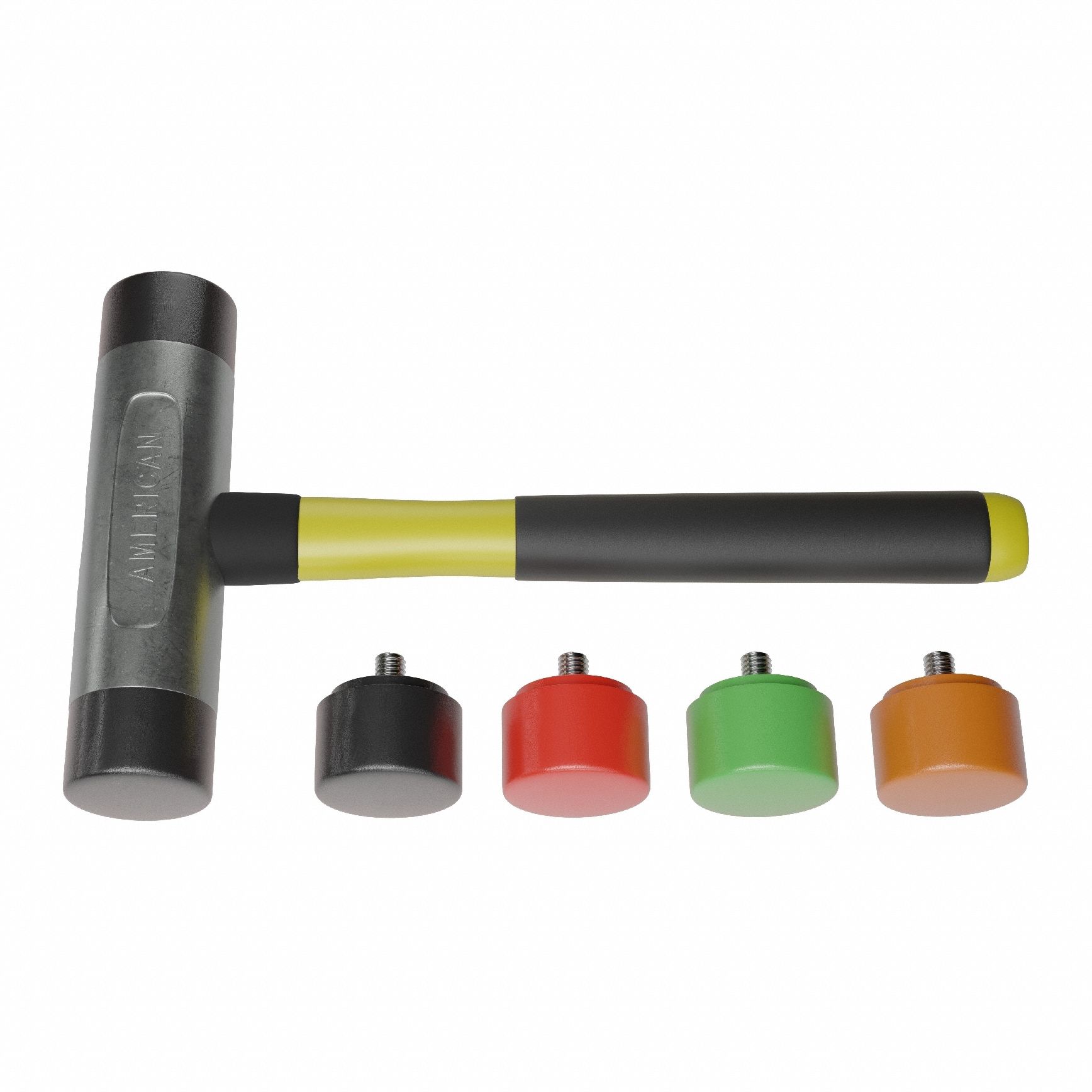 Replaceable Tip Hammer: Urethane, 1 1/2 lb Head Wt, 1 1/2 in Tip Dia, 11 1/2 in Overall Lg, Zinc