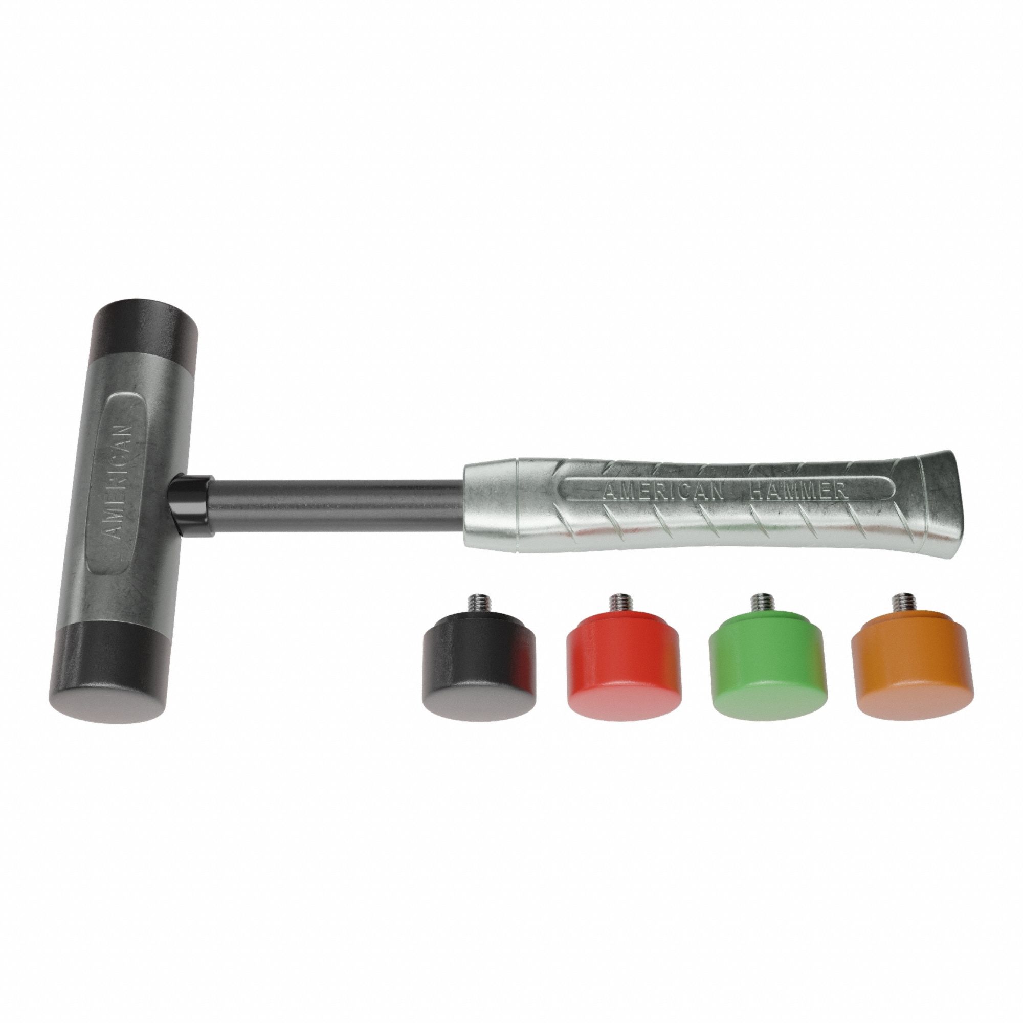 Replaceable Tip Hammer: Urethane, 1 1/2 lb Head Wt, 1 1/2 in Tip Dia, 11 1/2 in Overall Lg, Zinc