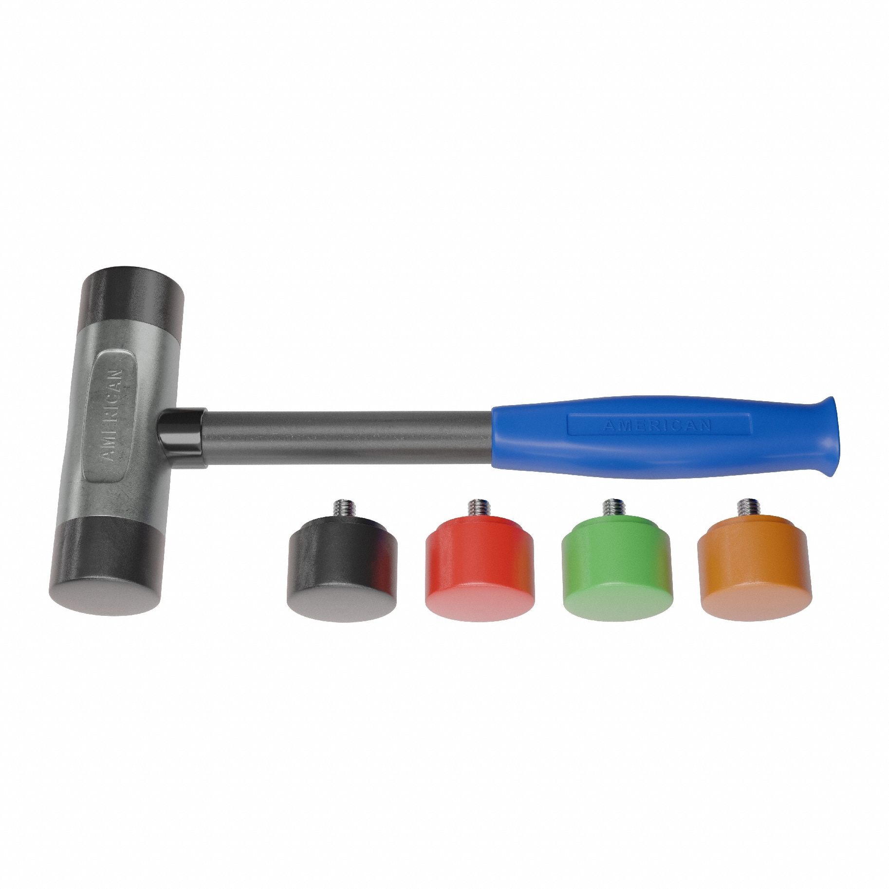 Replaceable Tip Hammer: Urethane, 2 lb Head Wt, 2 in Tip Dia, 14 1/2 in Overall Lg, Replaceable Tips