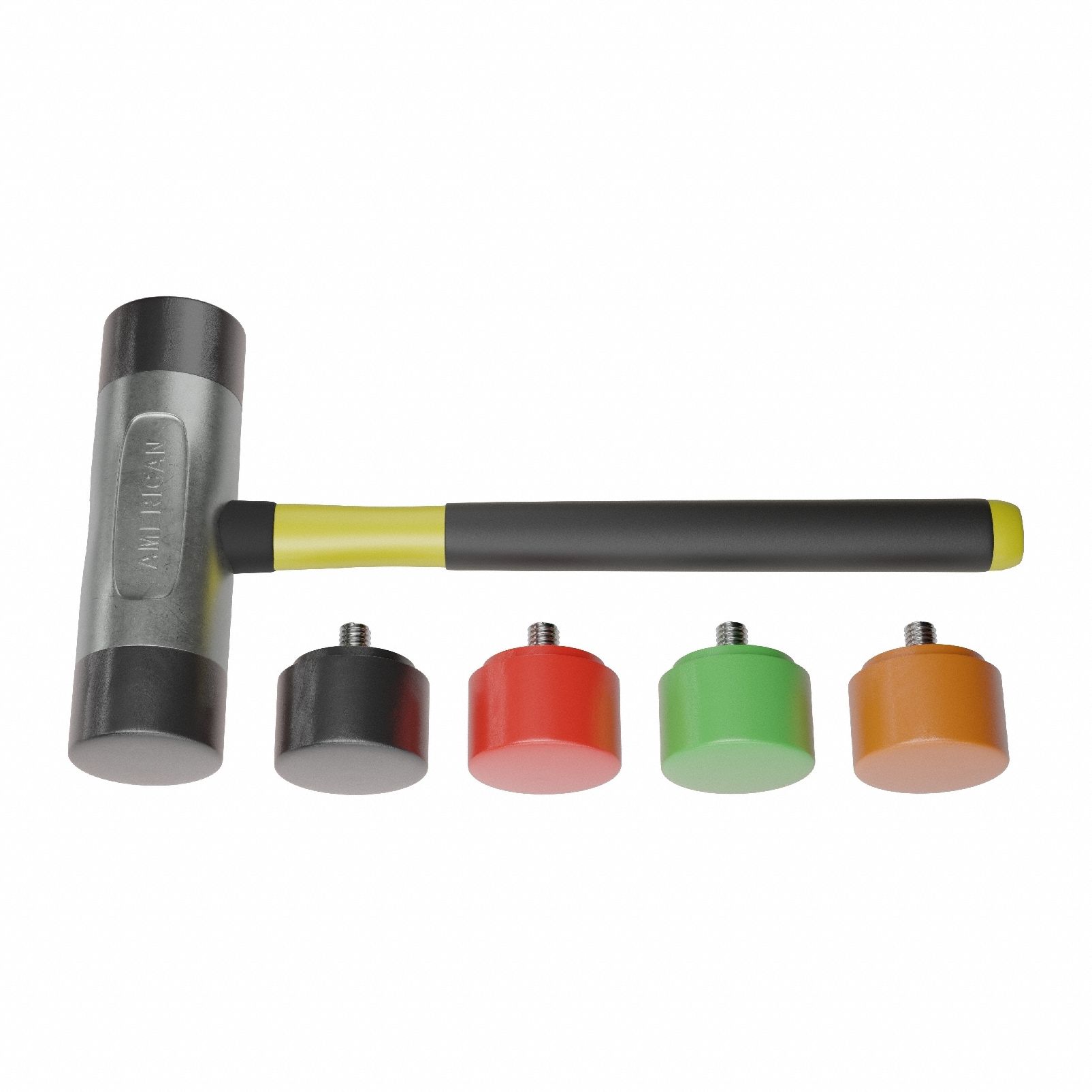 Replaceable Tip Hammer: Urethane, 2 lb Head Wt, 2 in Tip Dia, 14 1/2 in Overall Lg, Replaceable Tips