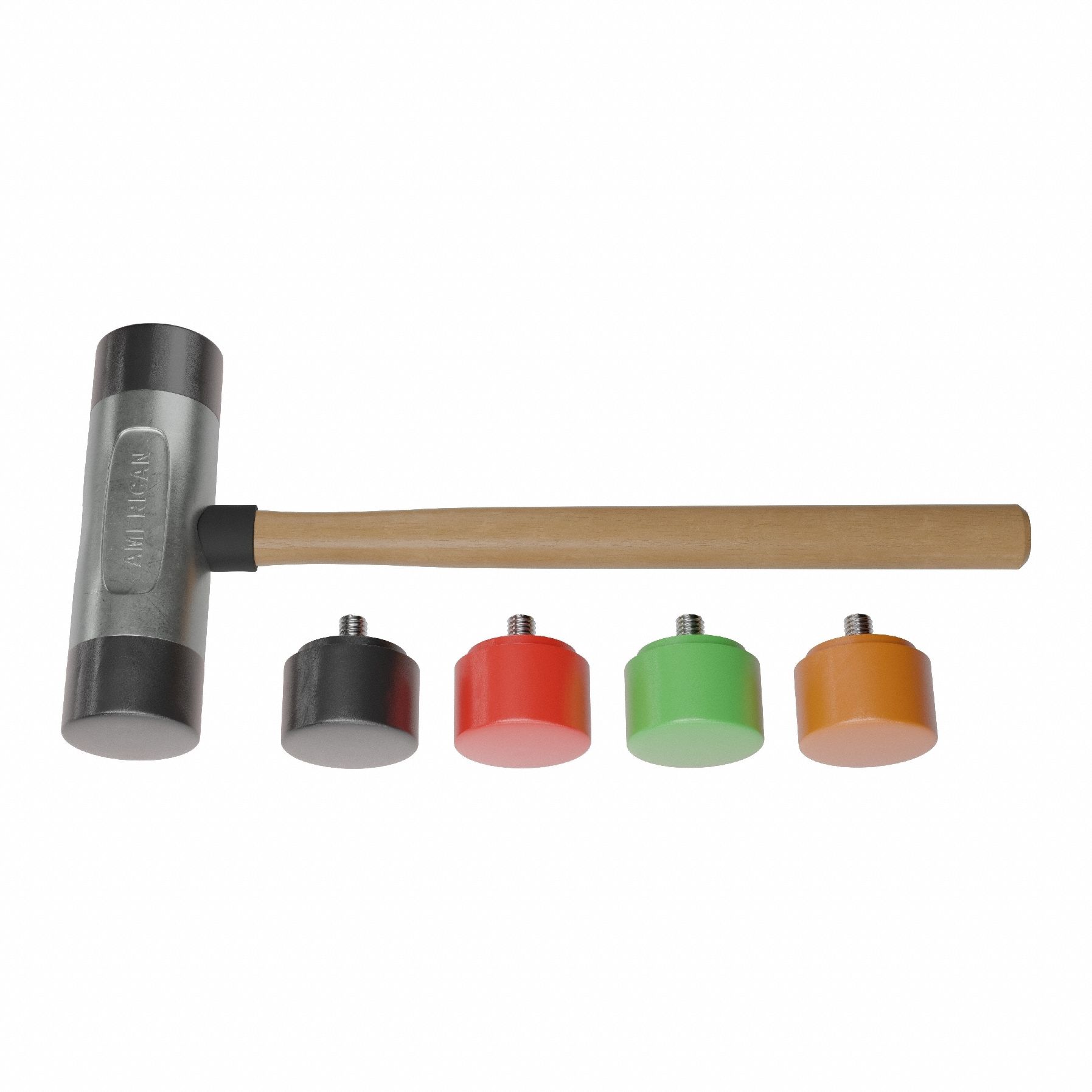 Replaceable Tip Hammer: Urethane, 2 lb Head Wt, 2 in Tip Dia, 14 1/2 in Overall Lg, Replaceable Tips