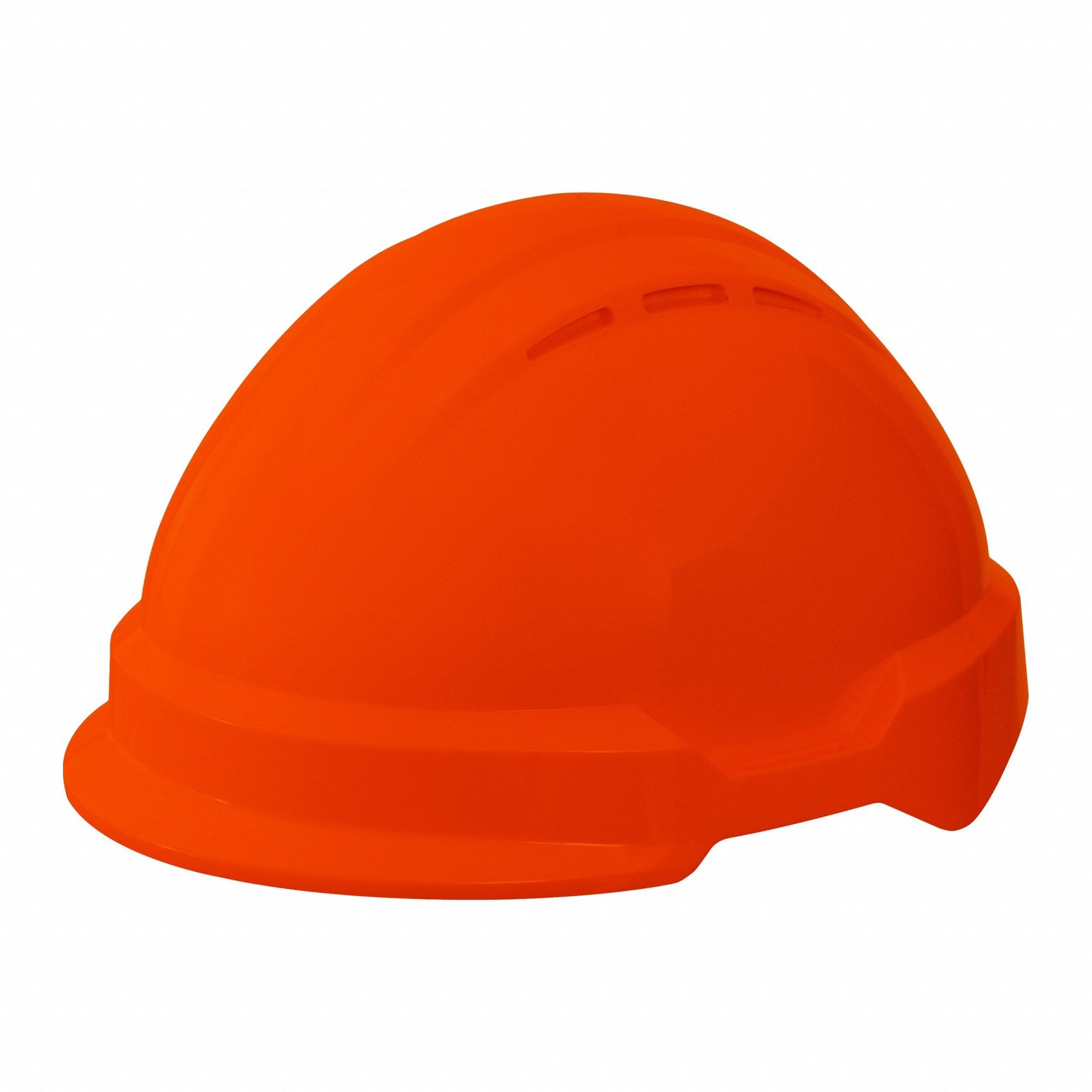 Hard Hat: Orange, No Graphics, Ratchet (4-Point), Ratchet, Polyethylene, Side-Slots, Solid