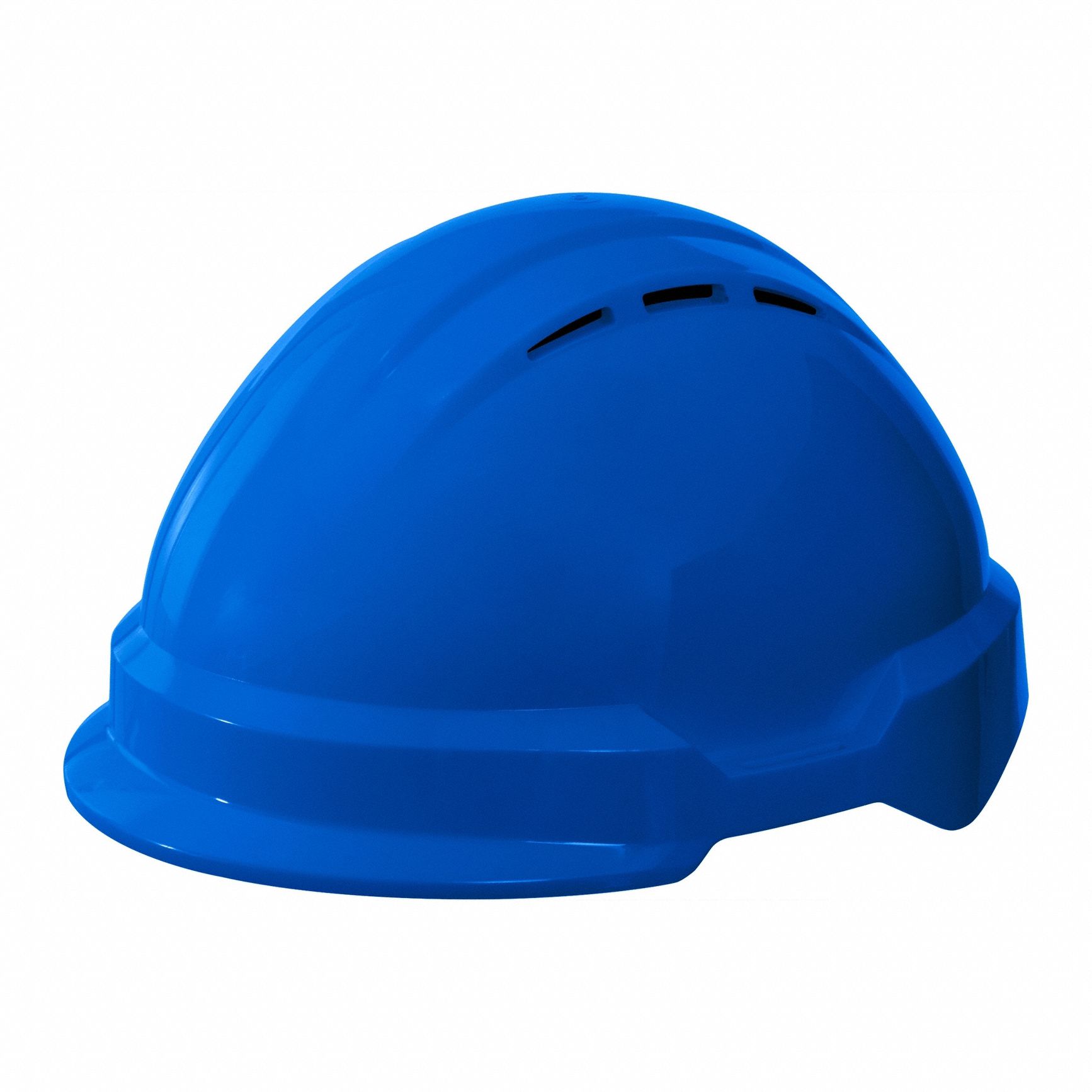 Hard Hat: Blue, No Graphics, Ratchet (4-Point), Ratchet, Polyethylene, Side-Slots, Solid