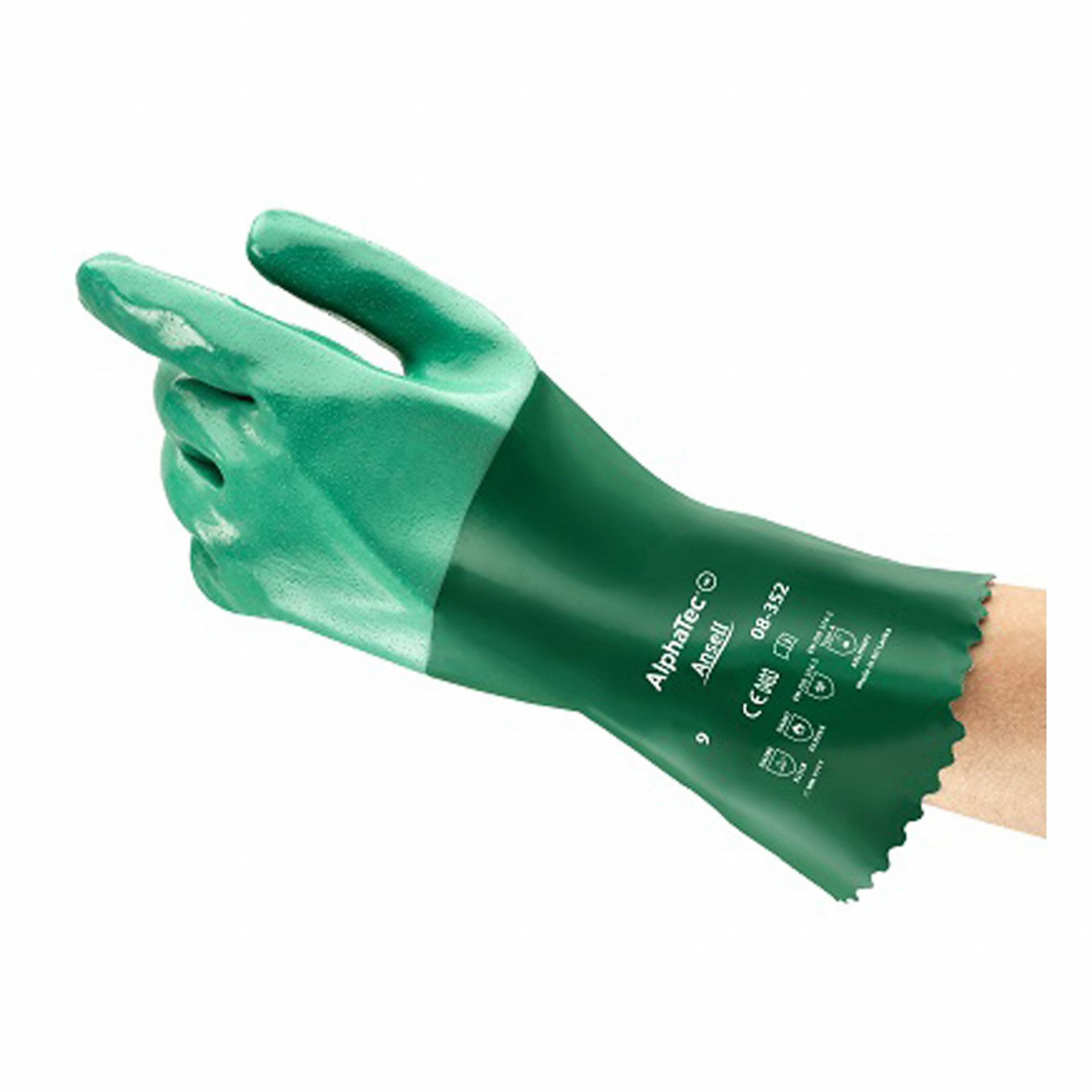 CHEMICAL RESISTANT GLOVES,GREEN,S/7,PR