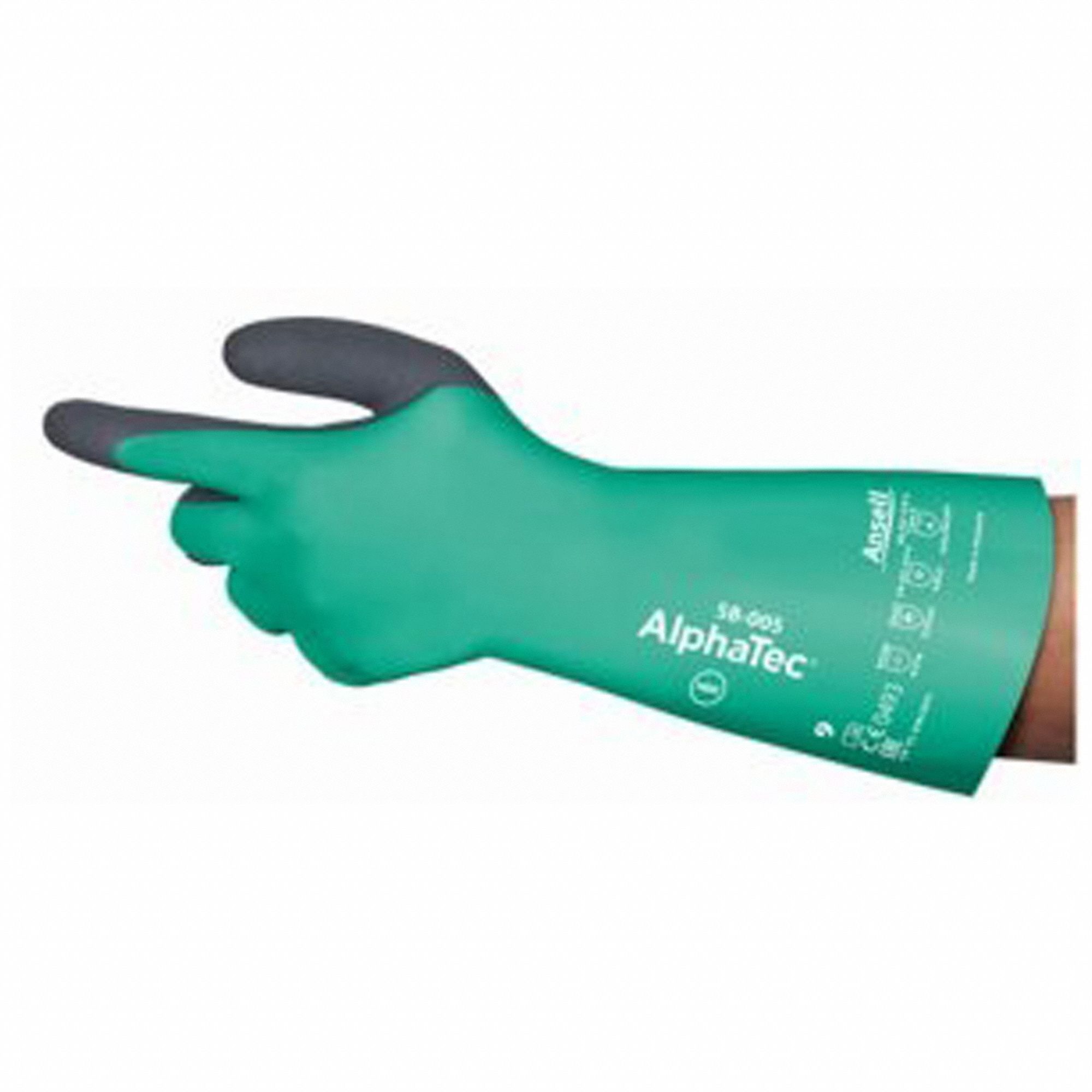 ALPHATEC CHEMICAL PROTECTION GLOVES, GRN, 10, NEOPRENE, NITRILE, EXTENDED GAUNTLET